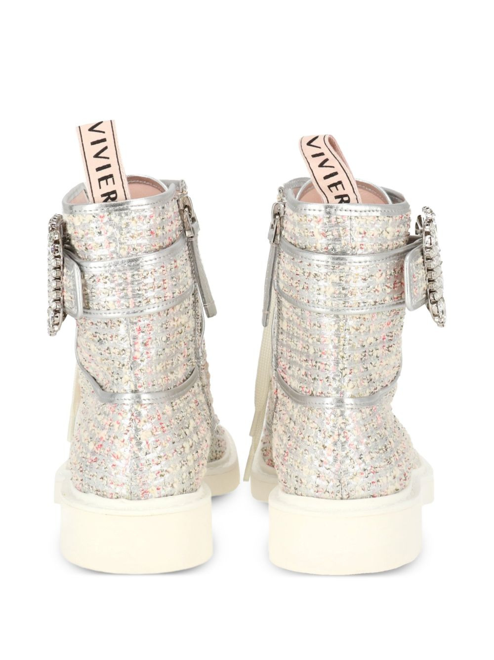 buckle-embellished tweed boots - 3