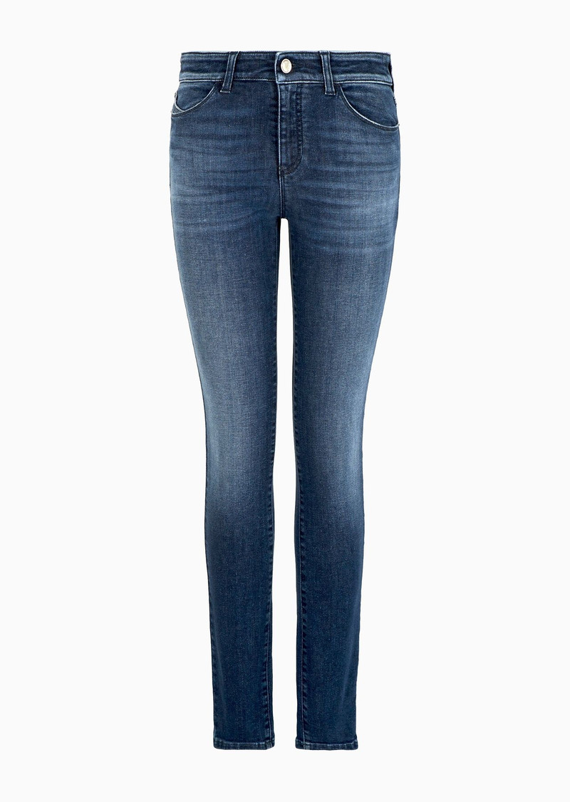 J18 High-rise, skinny-leg jeans in a worn-look denim - 1
