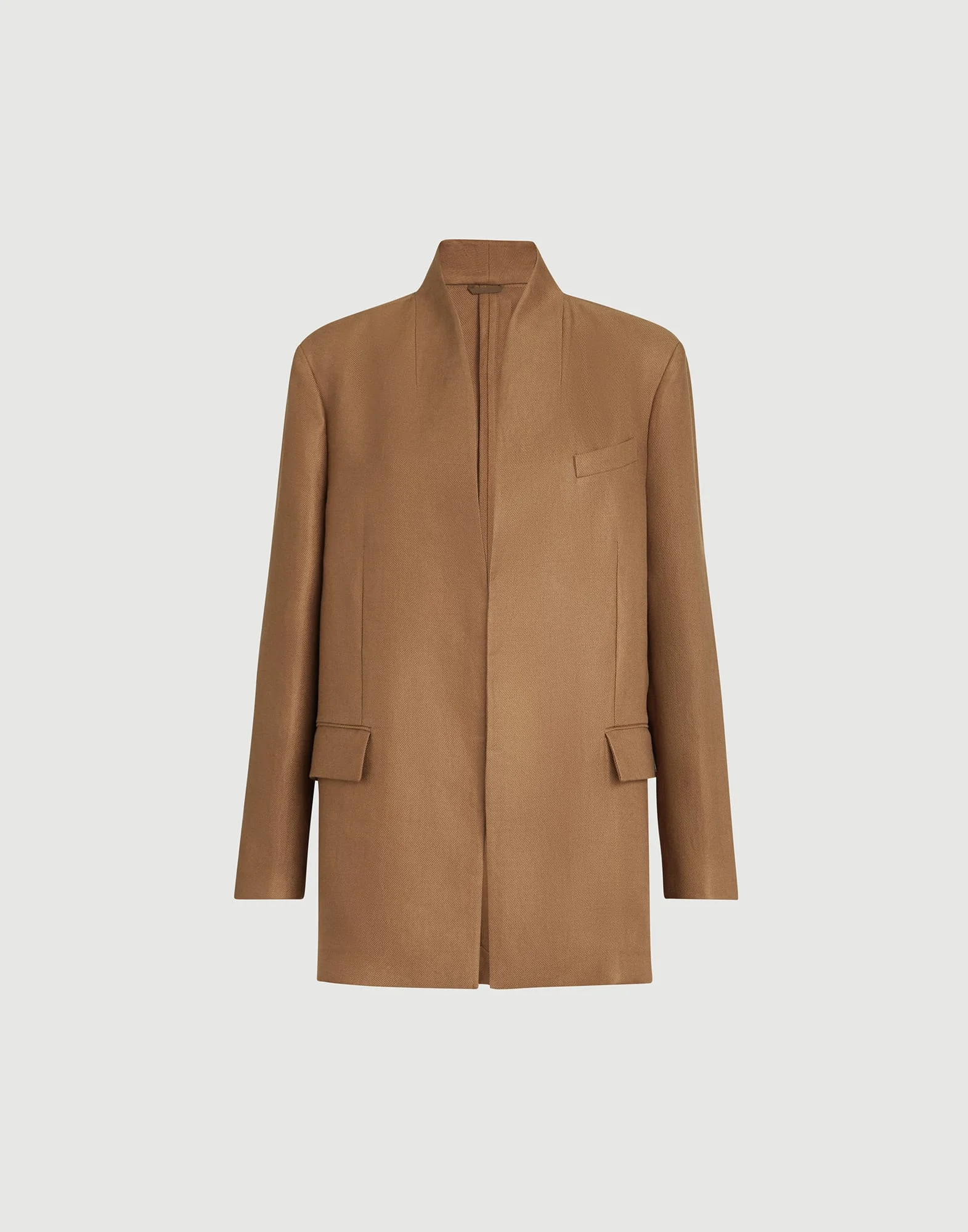 Linen diagonal blazer with monili - 1