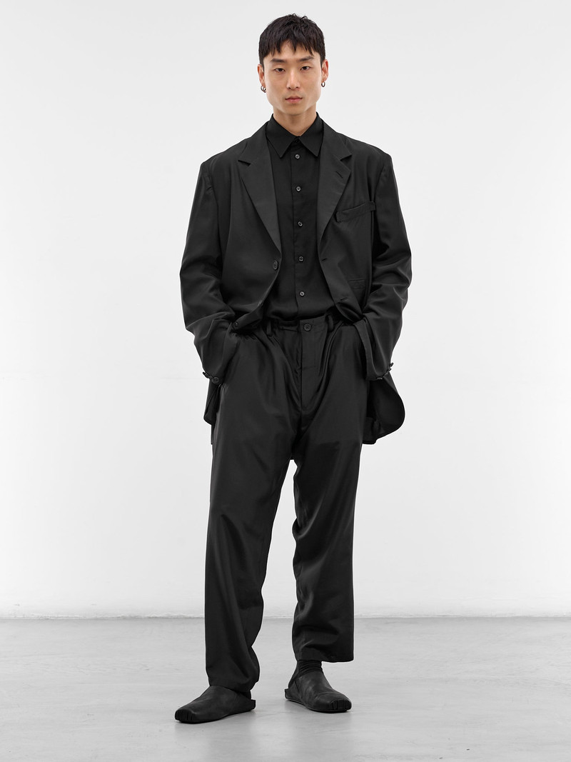 Yohji Yamamoto Black Silk Tapered Trousers outlook
