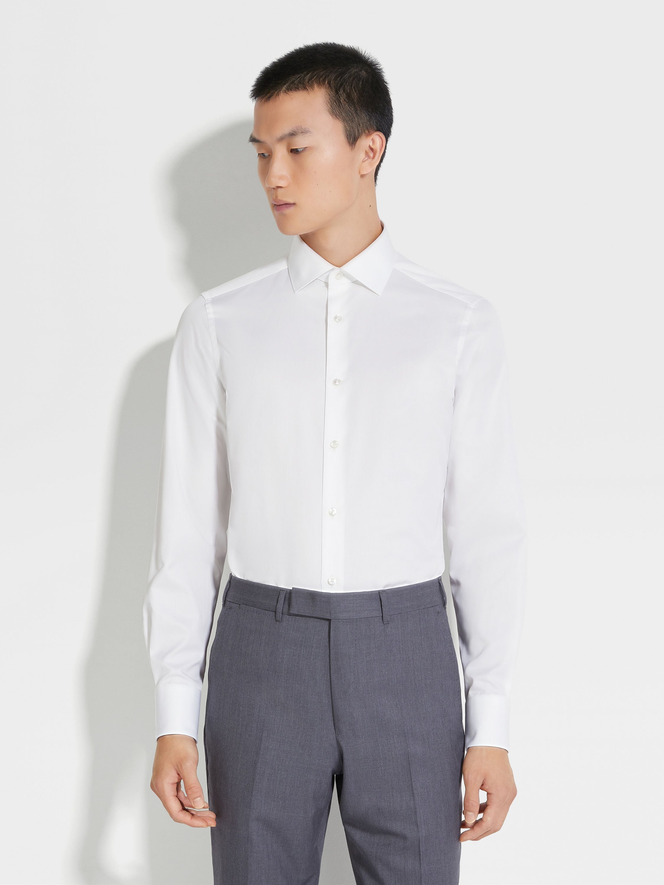 WHITE MICRO-STRIPED TRECAPI COTTON SHIRT - 3