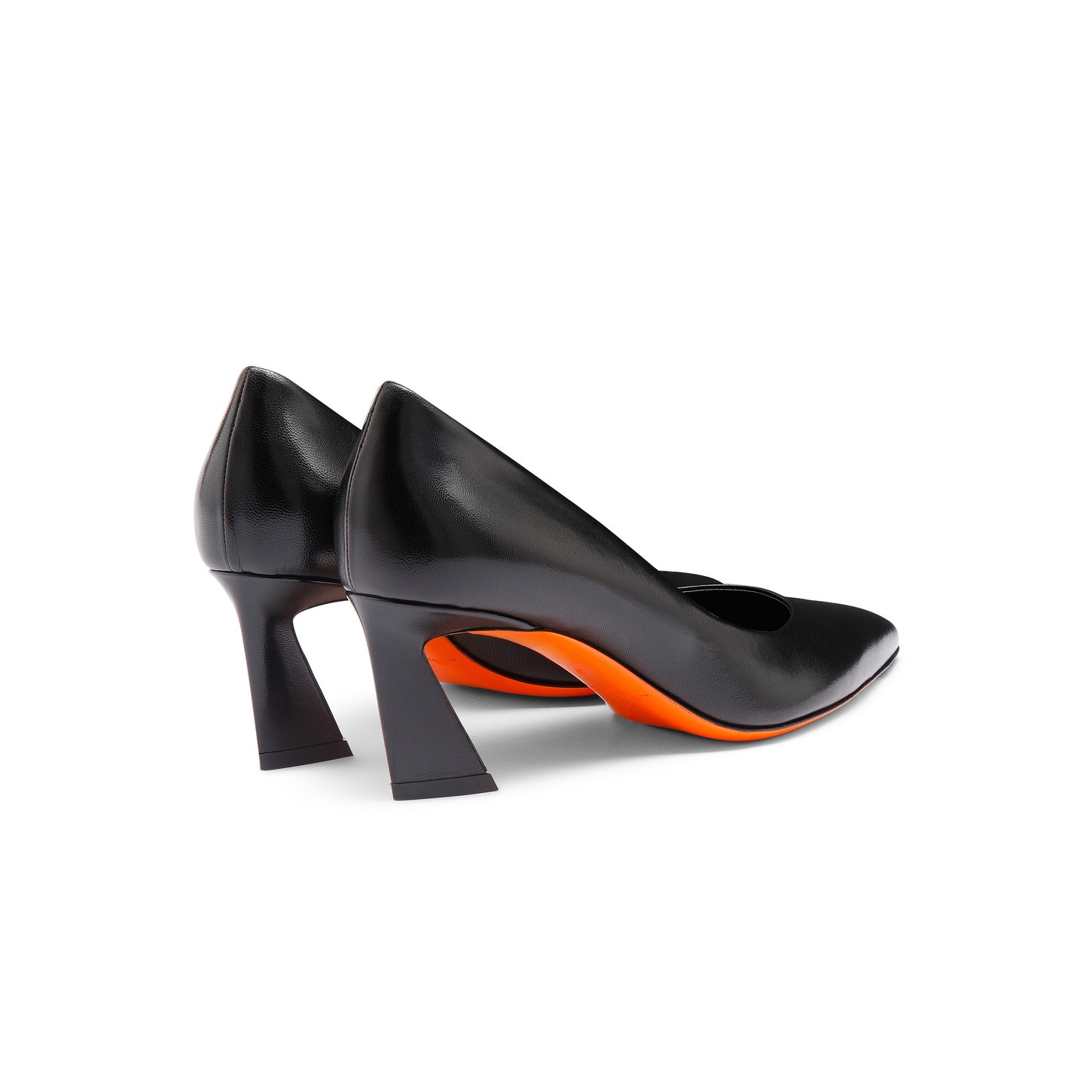 Women's black leather mid-heel pump - 4