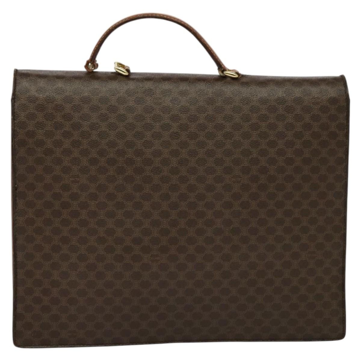 CELINE Macadam Canvas Business Bag Pvc Leather Brown Gold - 2