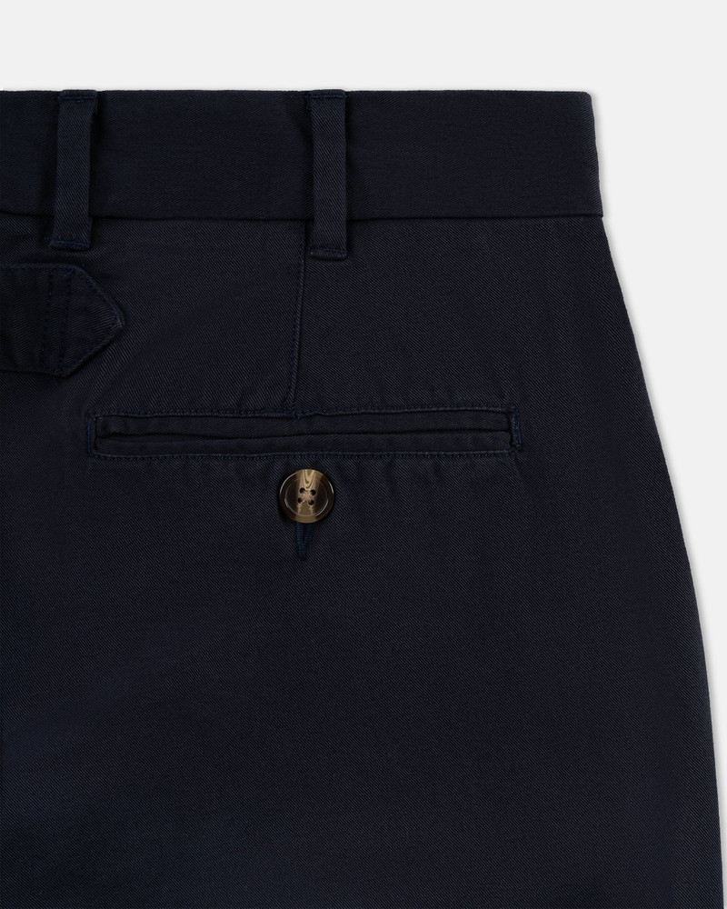 NAVY CINCH-BACK COTTON CHINO TROUSER - TRIM FIT 3