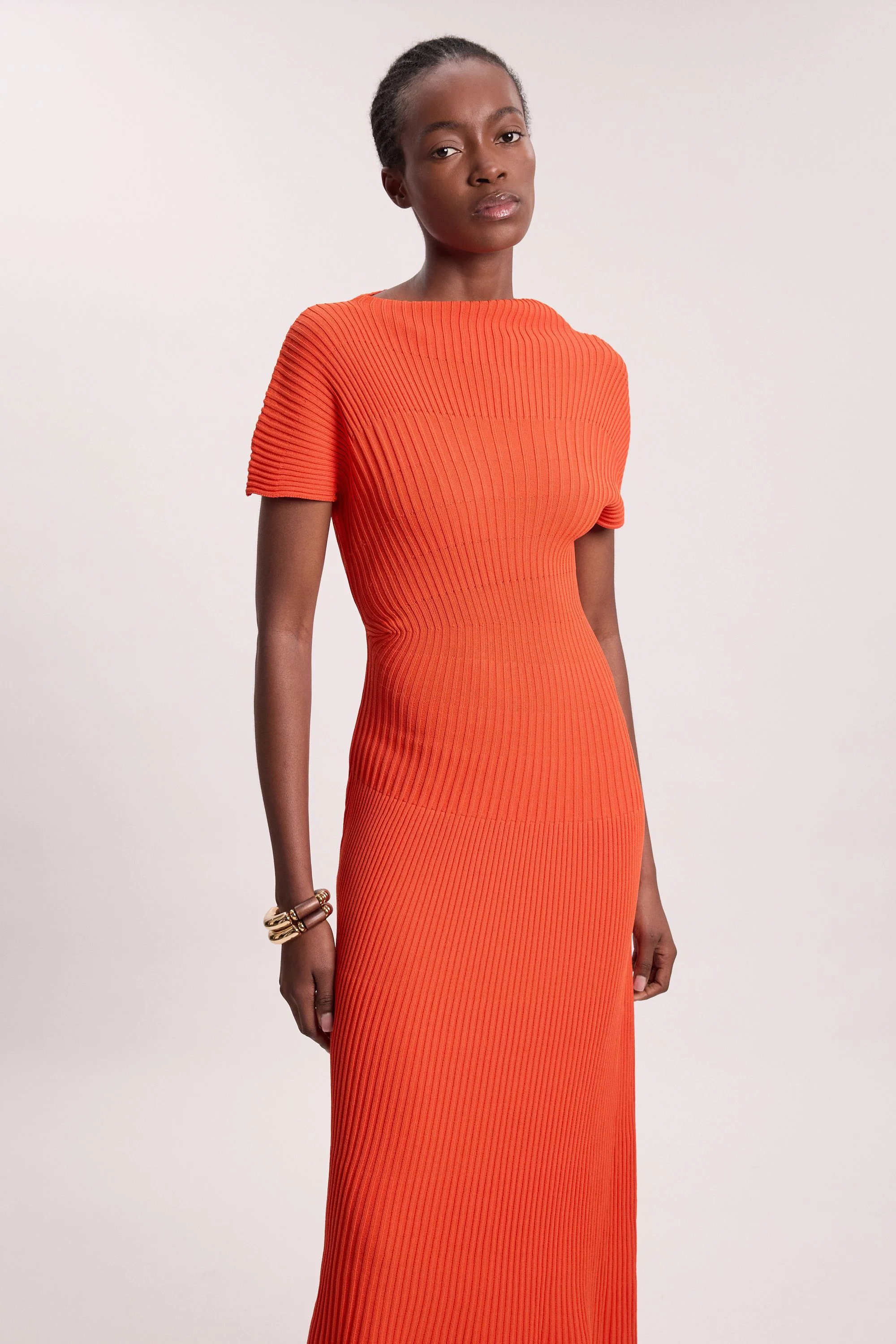 Stitch Detail Knit Midi Dress - 1