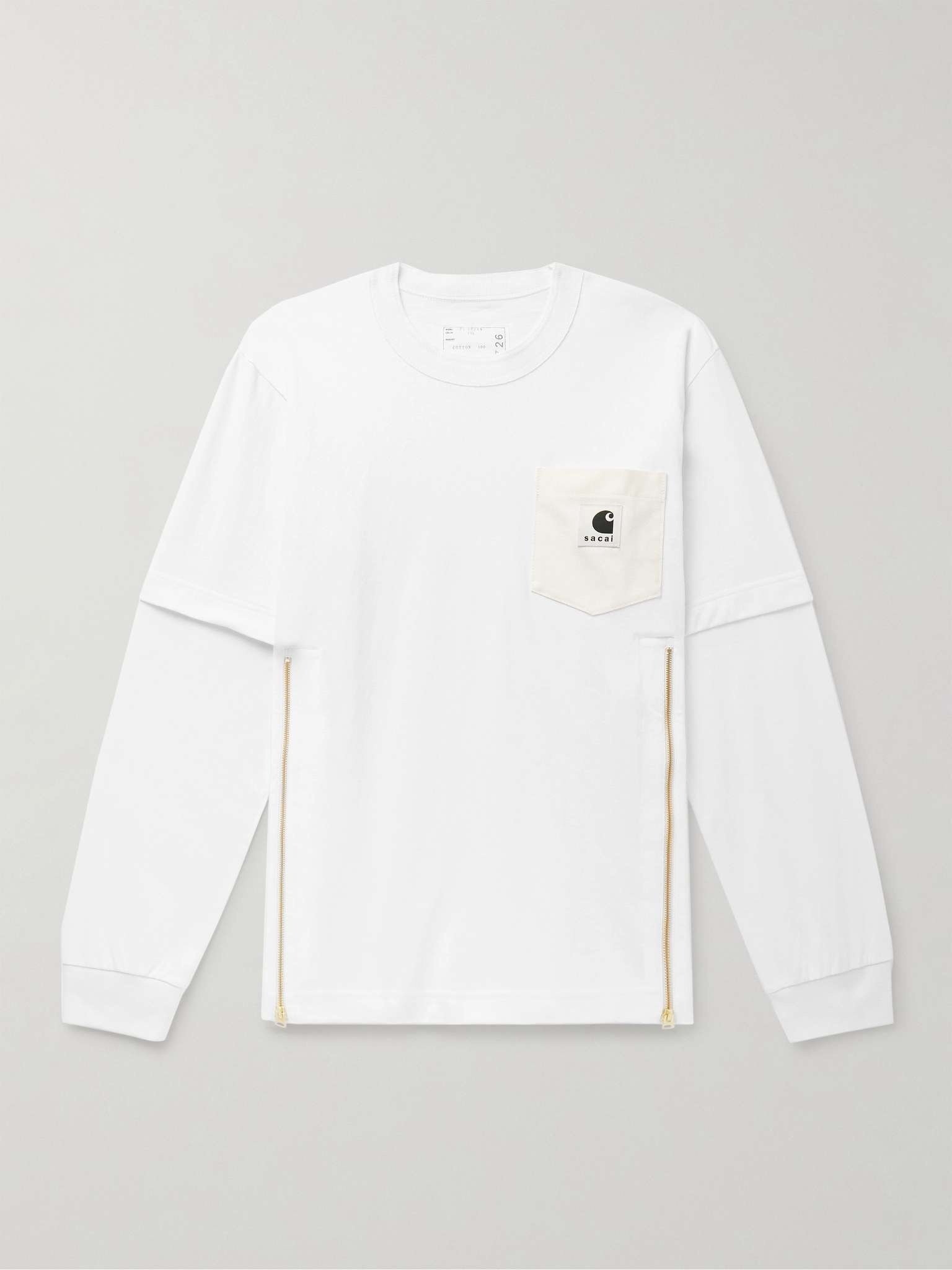 + Carhartt WIP Layered Logo-Appliquéd Canvas-Trimmed Cotton-Jersey T-Shirt - 1