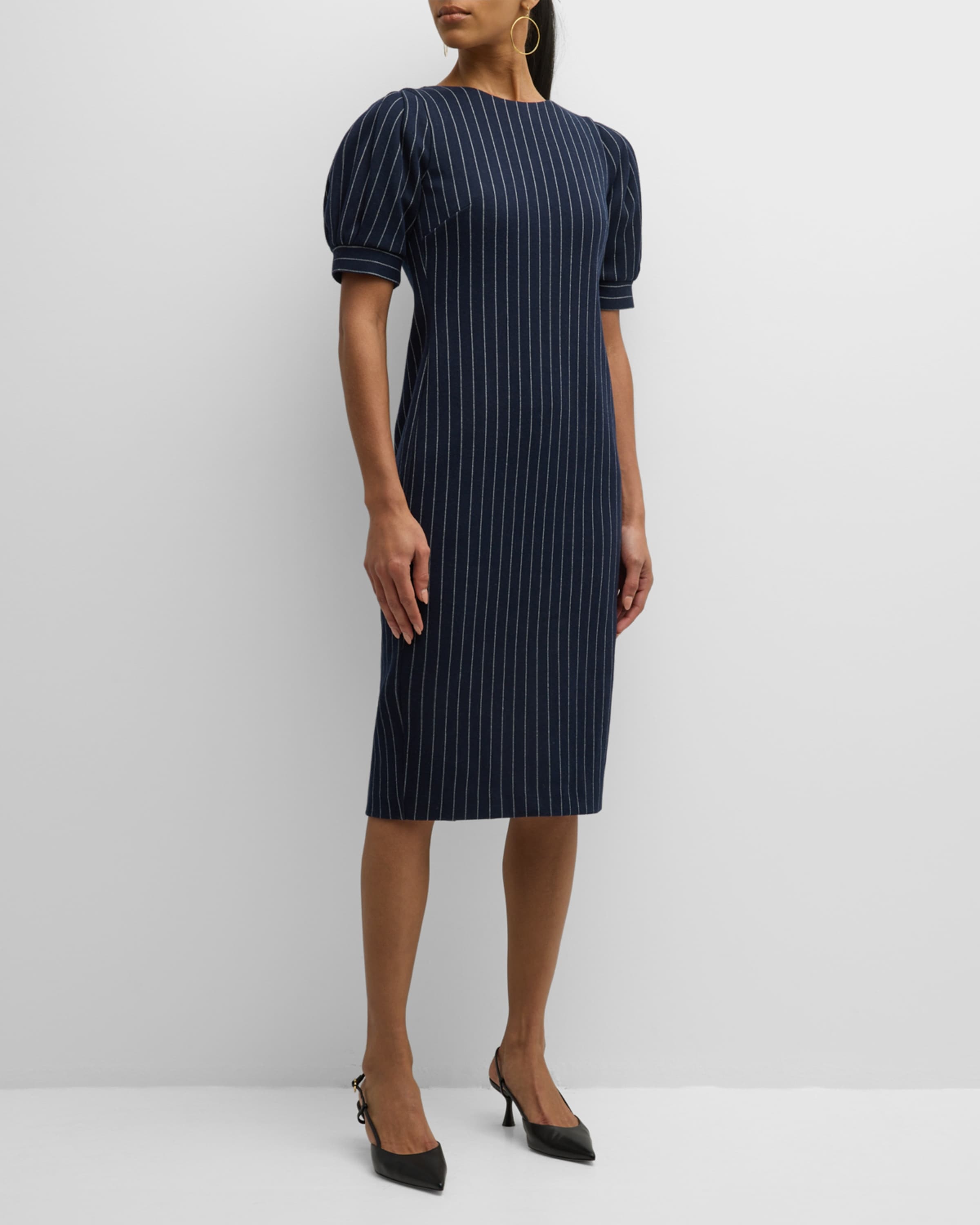 Tunica Striped Puff-Sleeve Midi Dress - 5