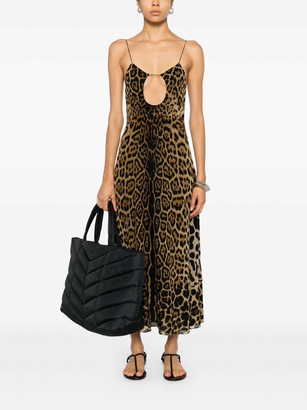 cut-out leopard-print midi dress - 2