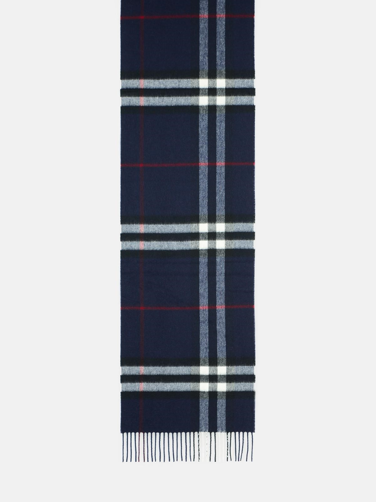 'MU GIANT CHECK' NAVY CASHMERE SCARF - 2