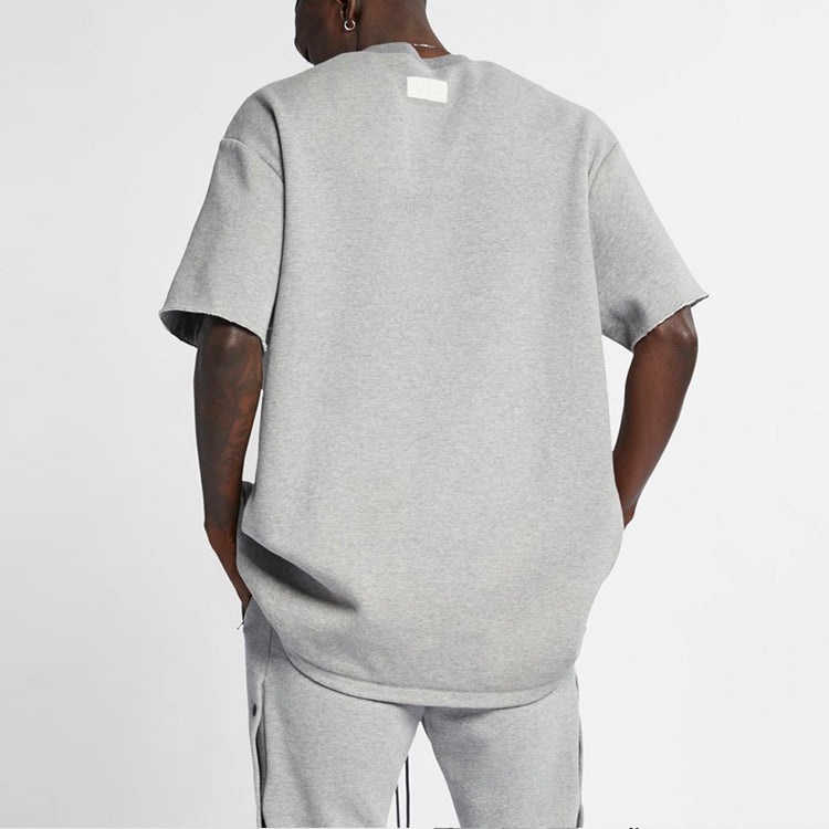 Men's Nike NRG Ti Warm Up Top x Fear of God FOG Gray Zipper Short Sleeve Tops 'Dark Grey Heather Bla - 4