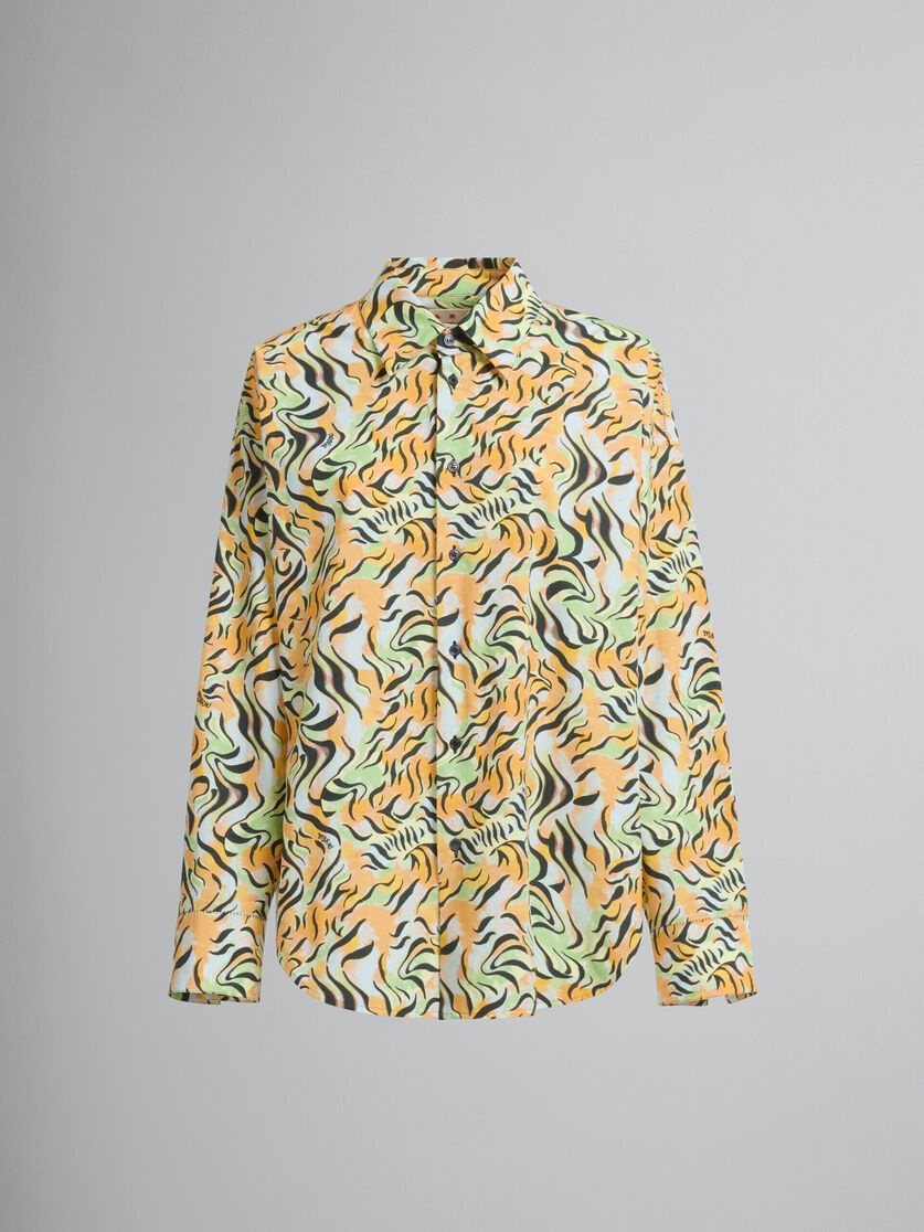 ORANGE AND GREEN PRINTED ORGANIC POPLIN SHIRT - 2