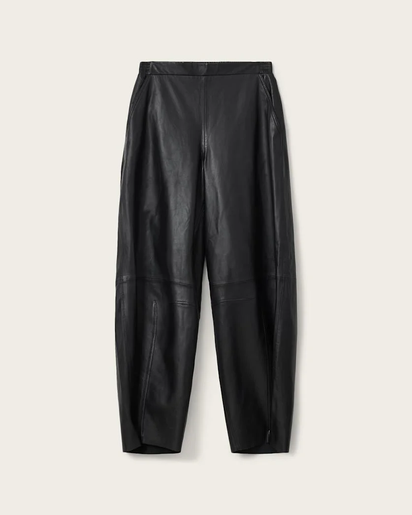 ETTA BARREL LEG LEATHER PANTS - 1
