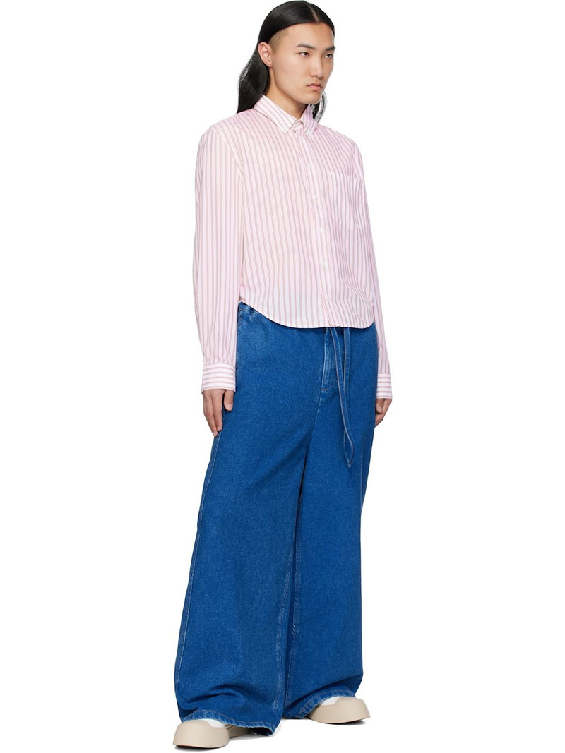 Marni Red & Off-White Poplin Stripe Long Sleeve Shirt outlook