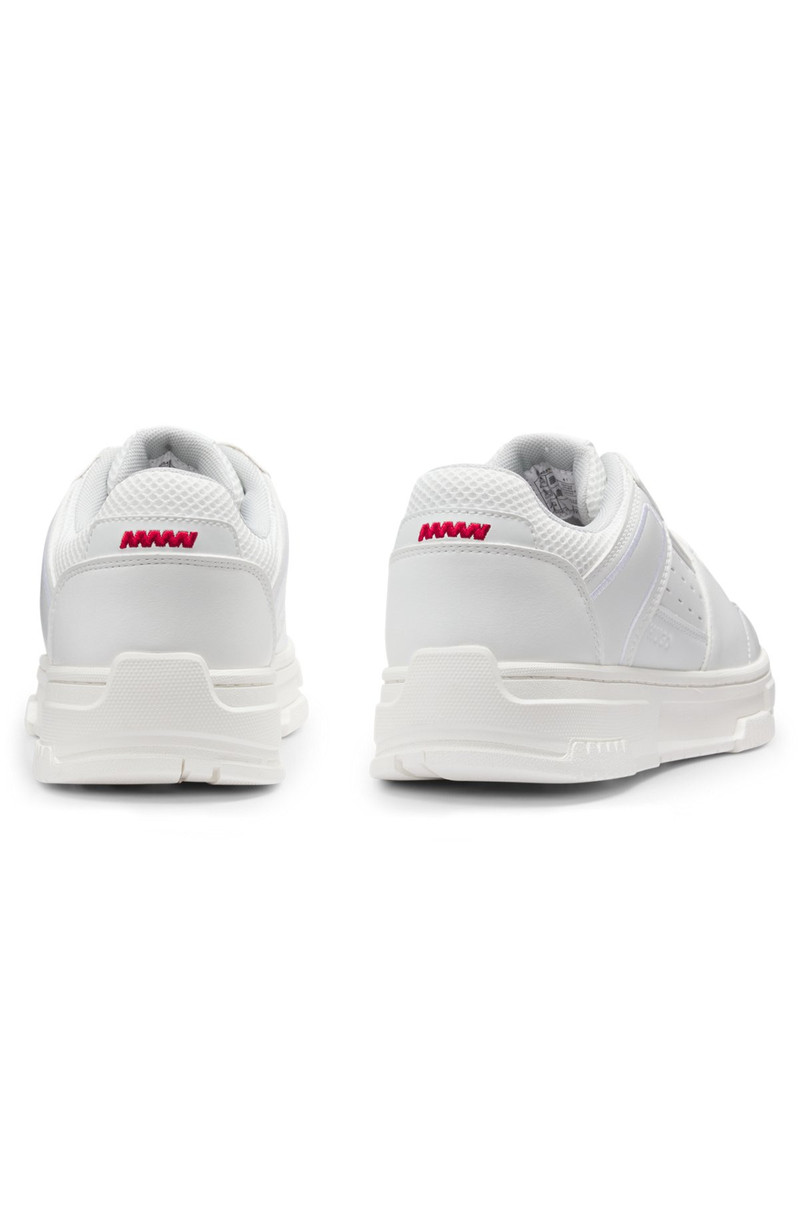 FAUX-LEATHER TRAINERS WITH MESH TRIMS 5