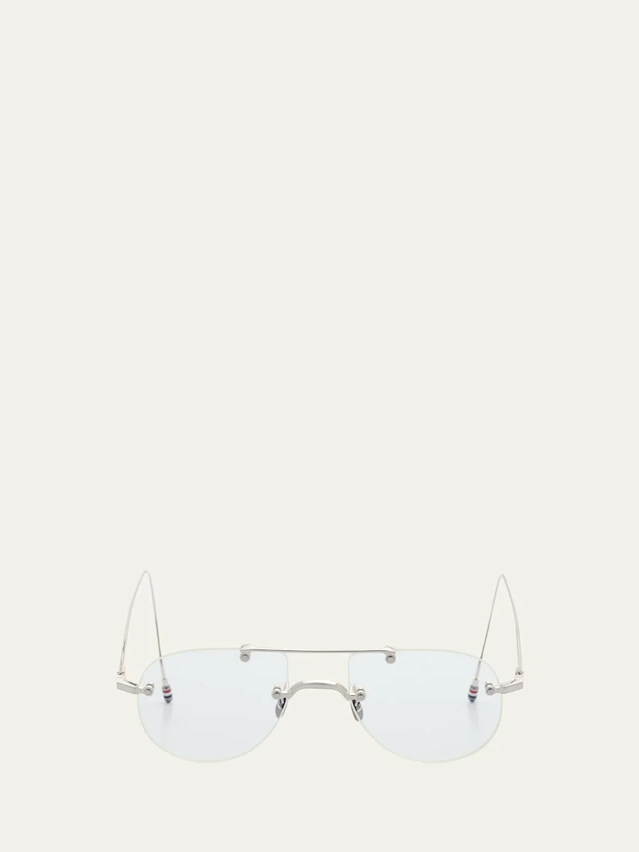 Men's Rimless Titanium Aviator Eyeglasses - 1