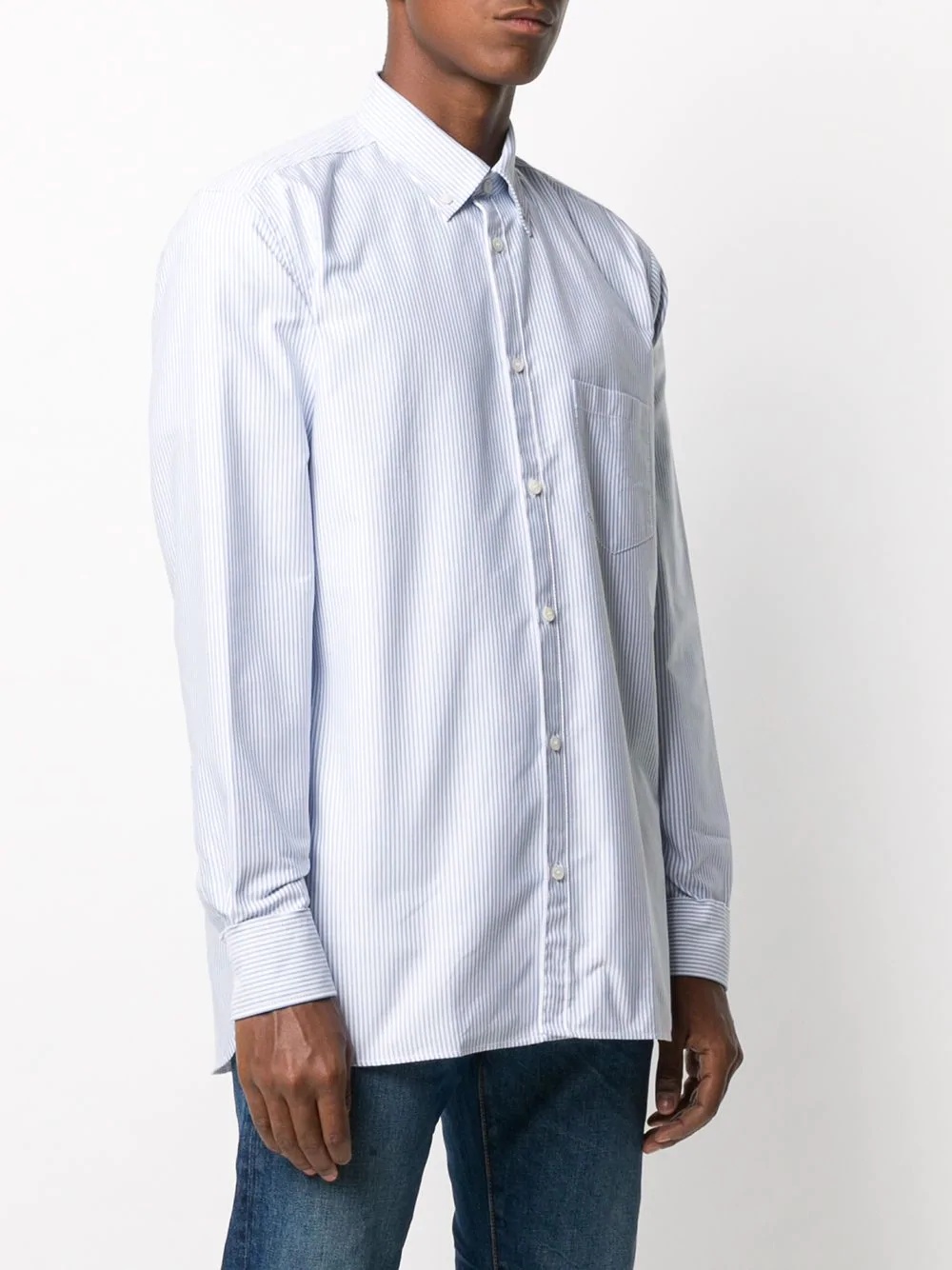 pinstripe button-down shirt - 3