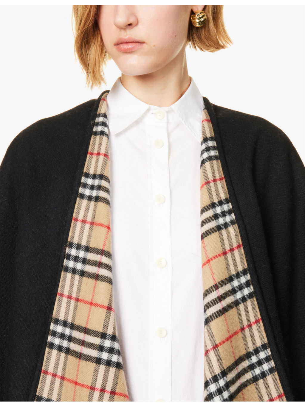 Vintage Check wool cape - 5