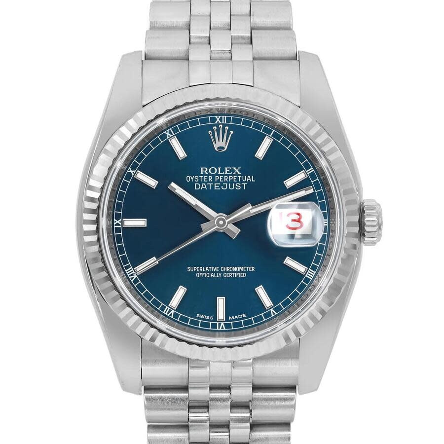 Pre-owned Rolex Datejust Automatic Chronometer Blue Dial Men's Watch 116234 BLSJ - 2