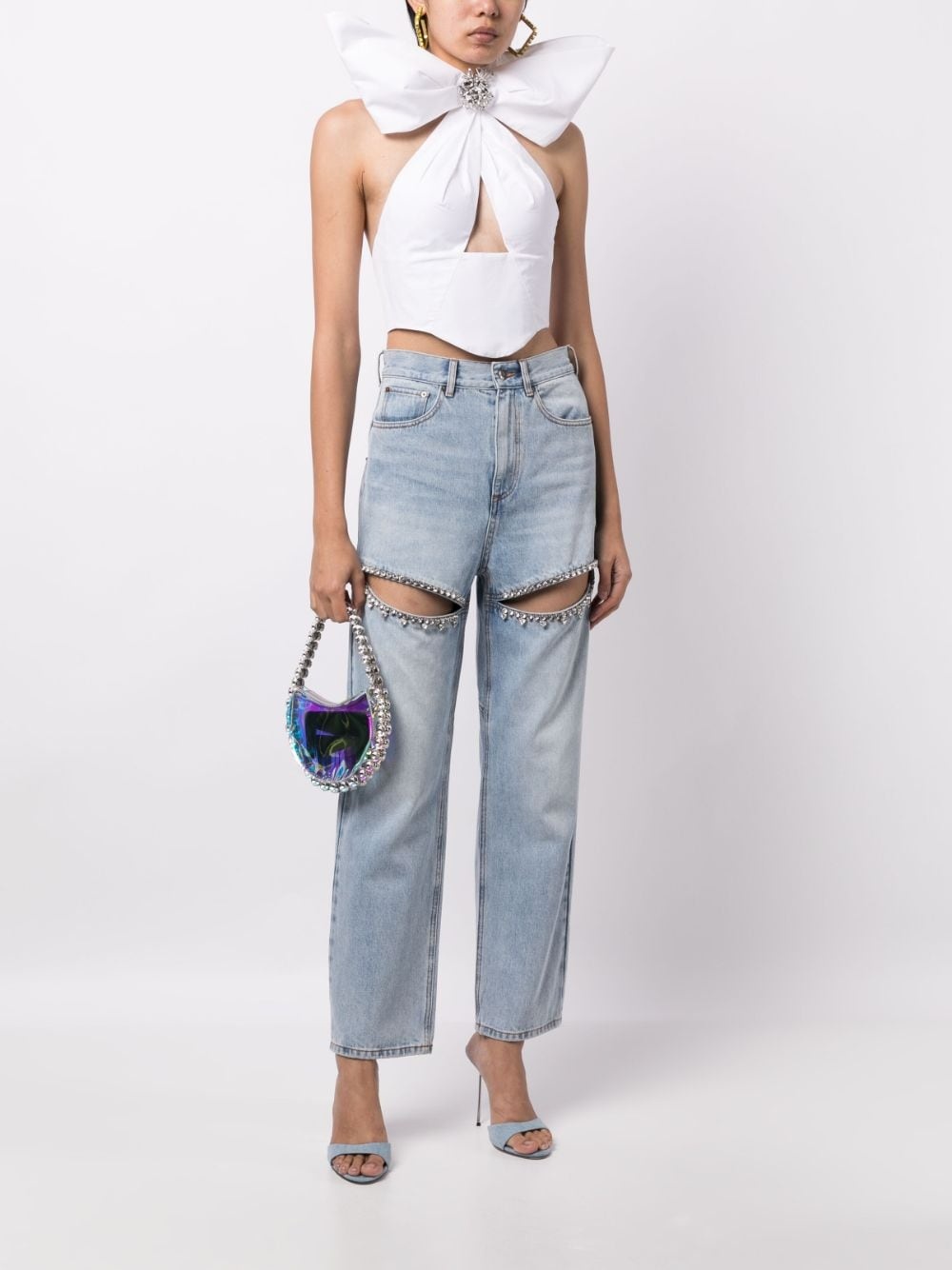crystal-embellished straight-leg jeans - 2