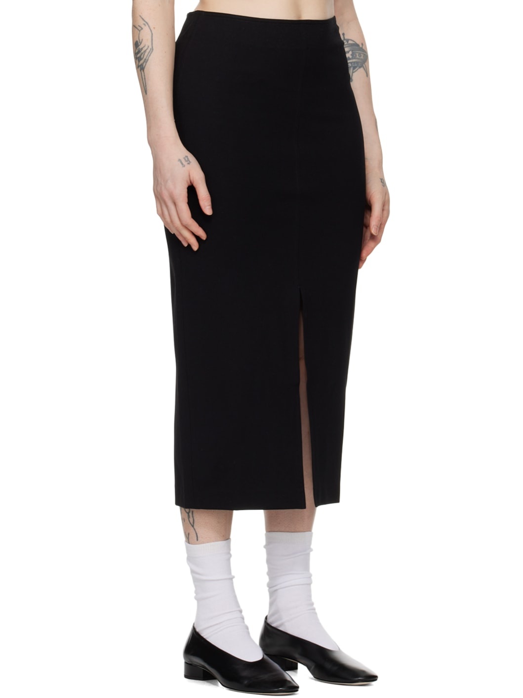 Black Heavy Midi Skirt - 2