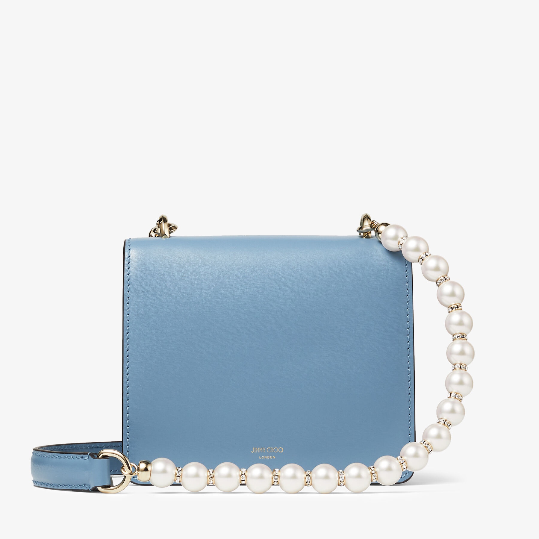 Varenne Quad XS
Smoky Blue Box Leather Shoulder Bag with Pearl Strap - 8