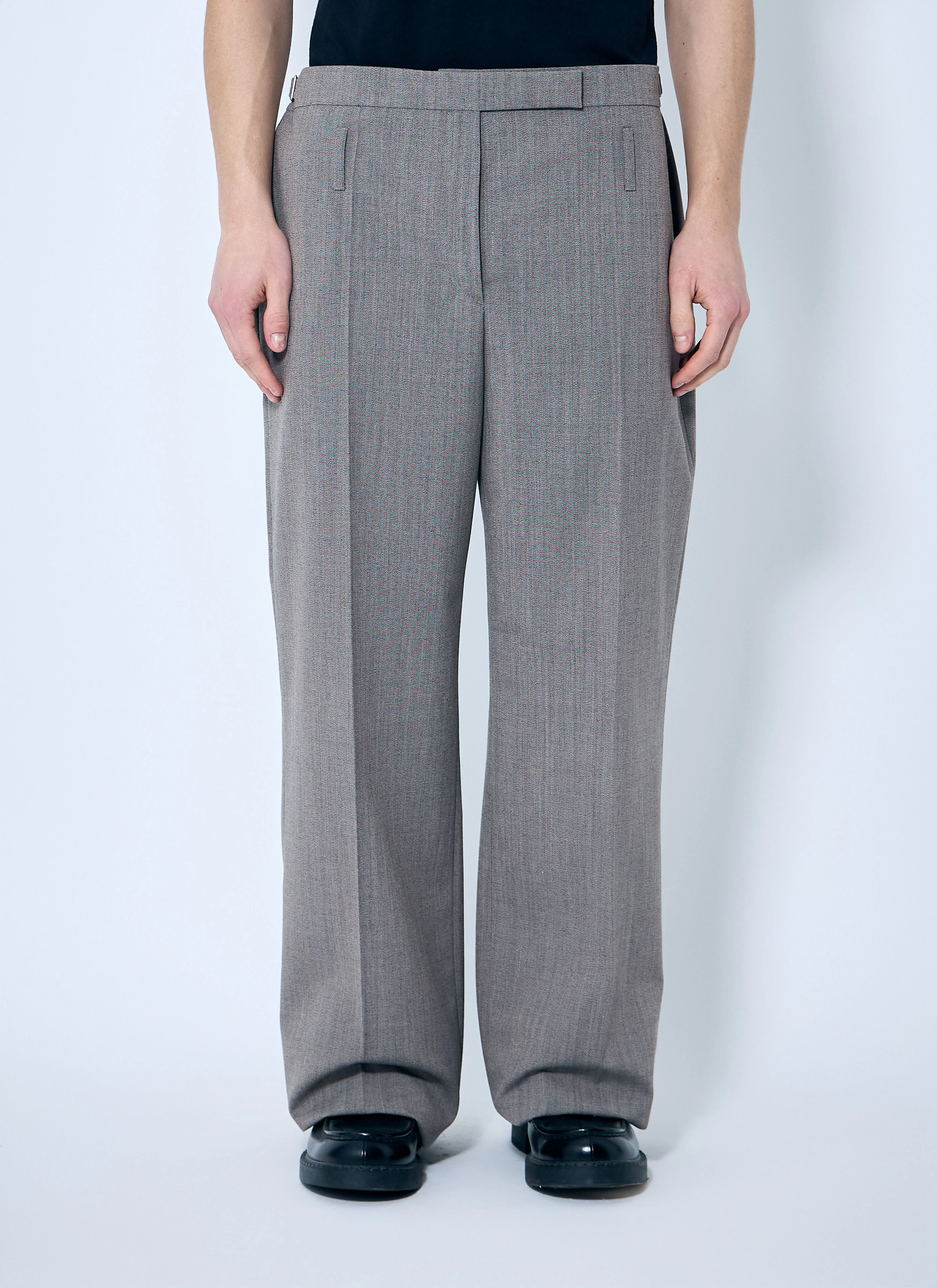 Belted Tailored Wool-Blend Pants - 1