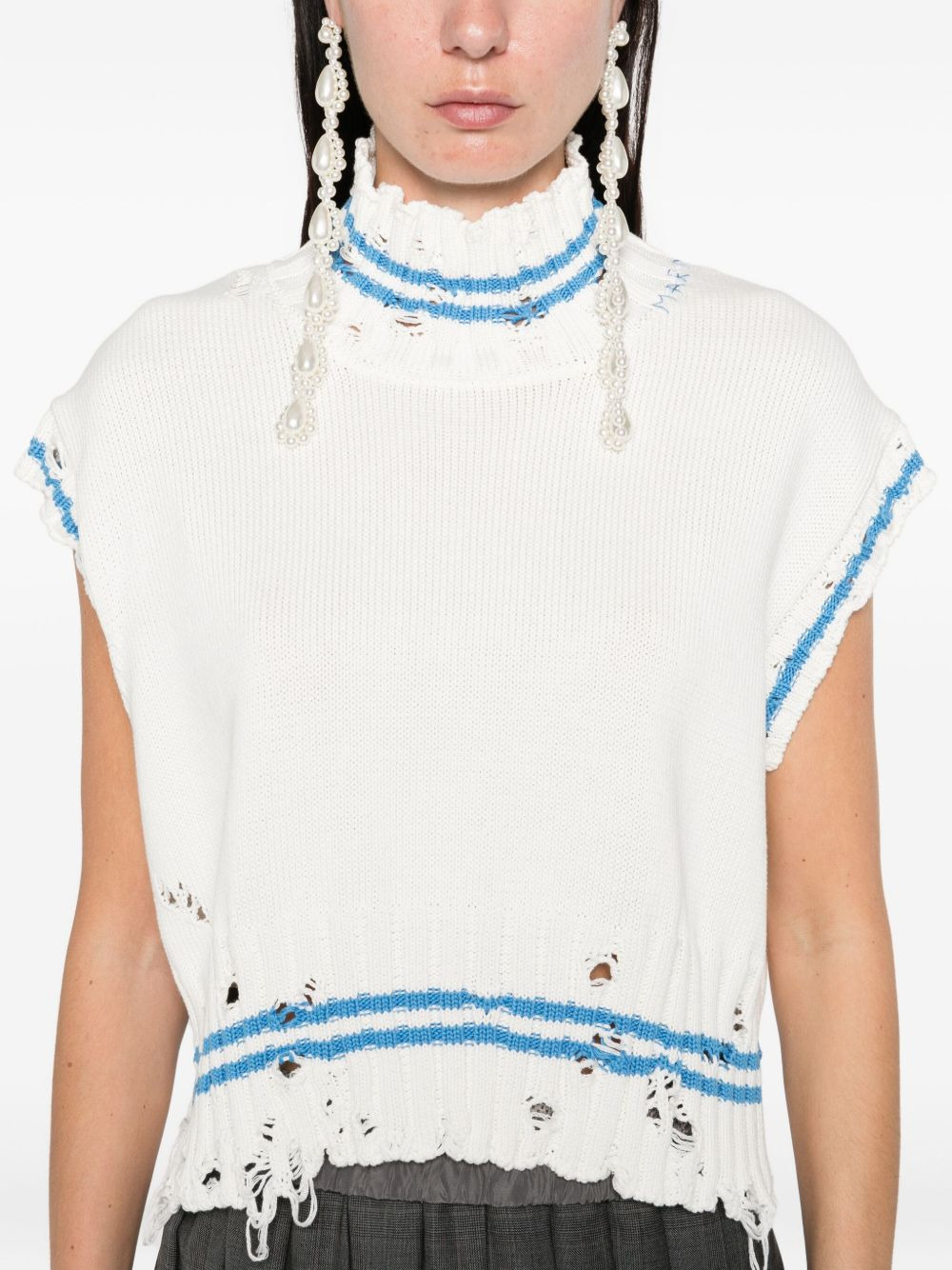 frayed-hem sleeveless top - 5