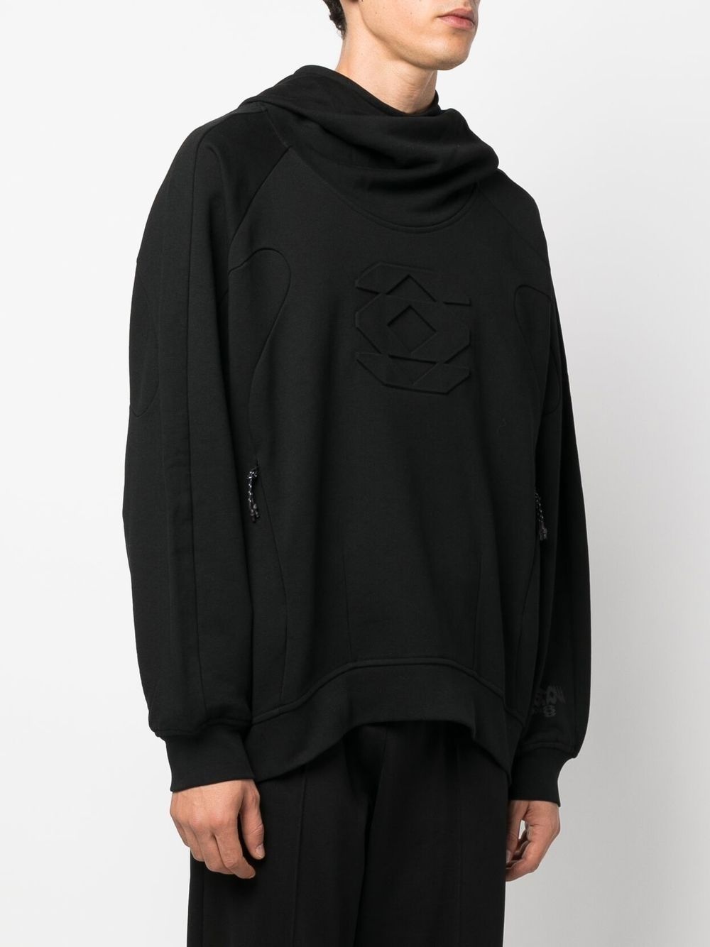 embossed-detail loose-fit hoodie - 3
