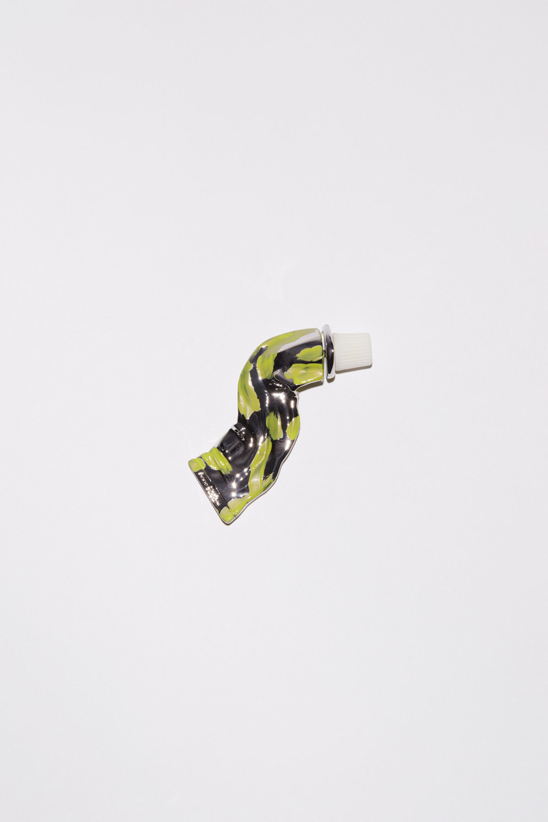 Paint tube earring - Silver/yellow 1