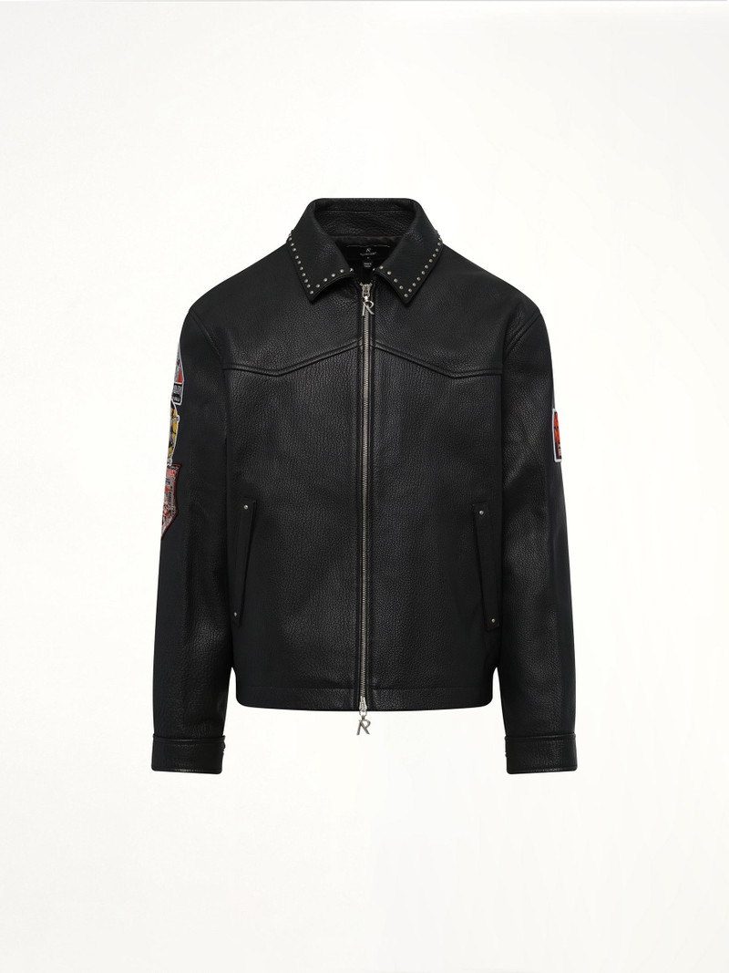 REPRESENT Iron Maiden Trooper Leather Jacket in Jet Black outlook