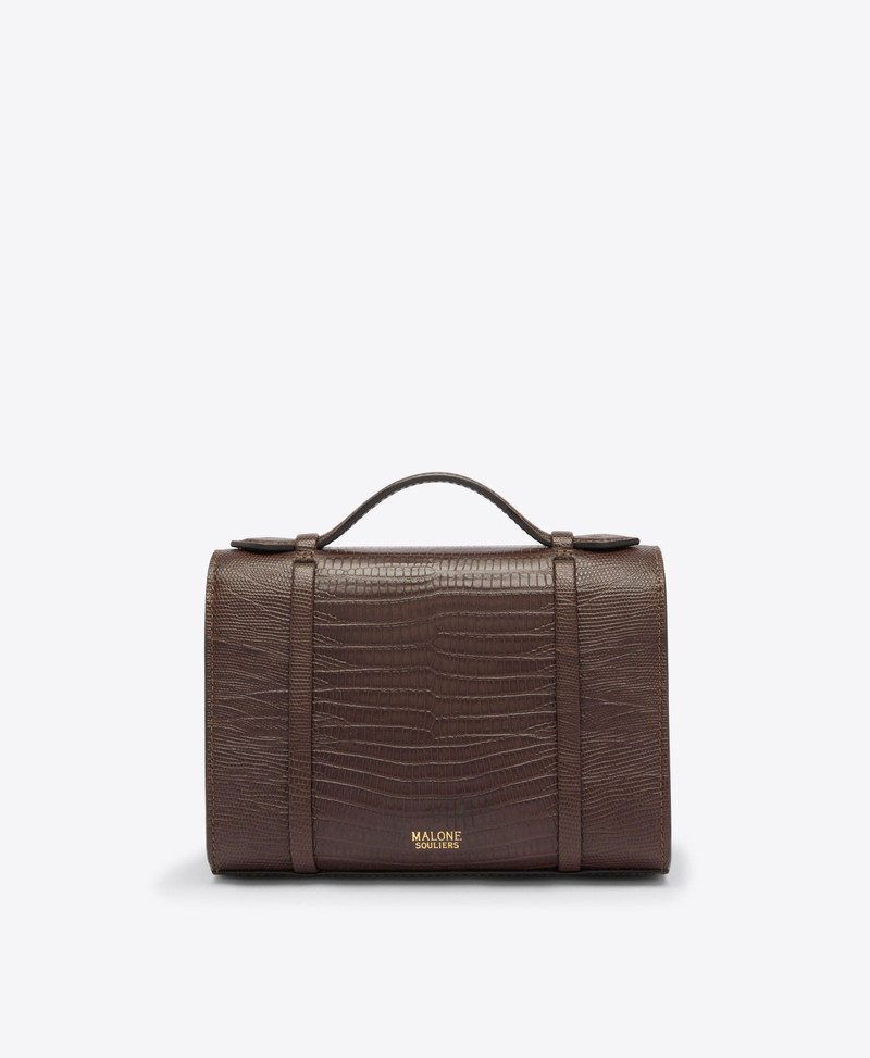 May Dark Brown Embossed Leather Small Handbag 4