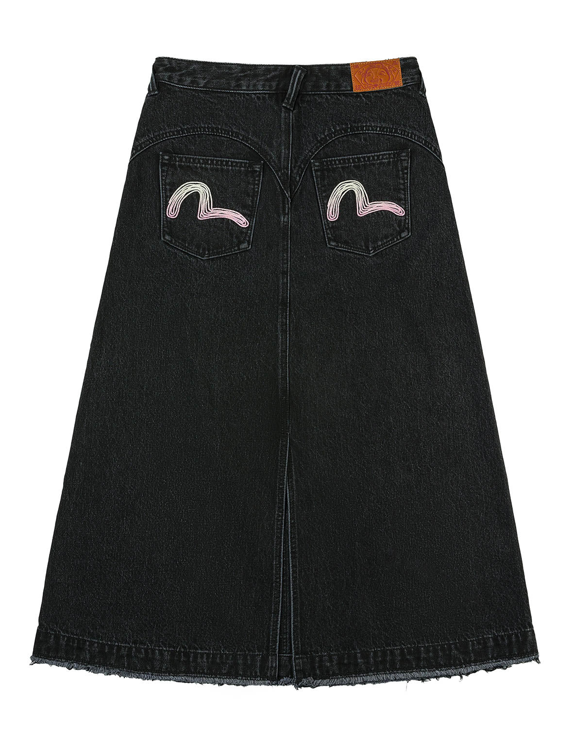 Seagull Embroidery Distressed Fashion Fit Denim Skirt - 3