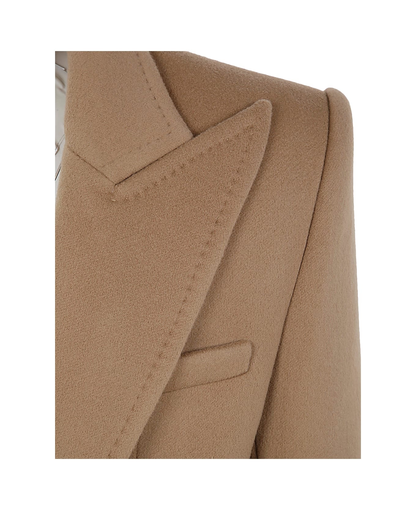 Shoulder Pad Wool And Cashmere Coat - 4