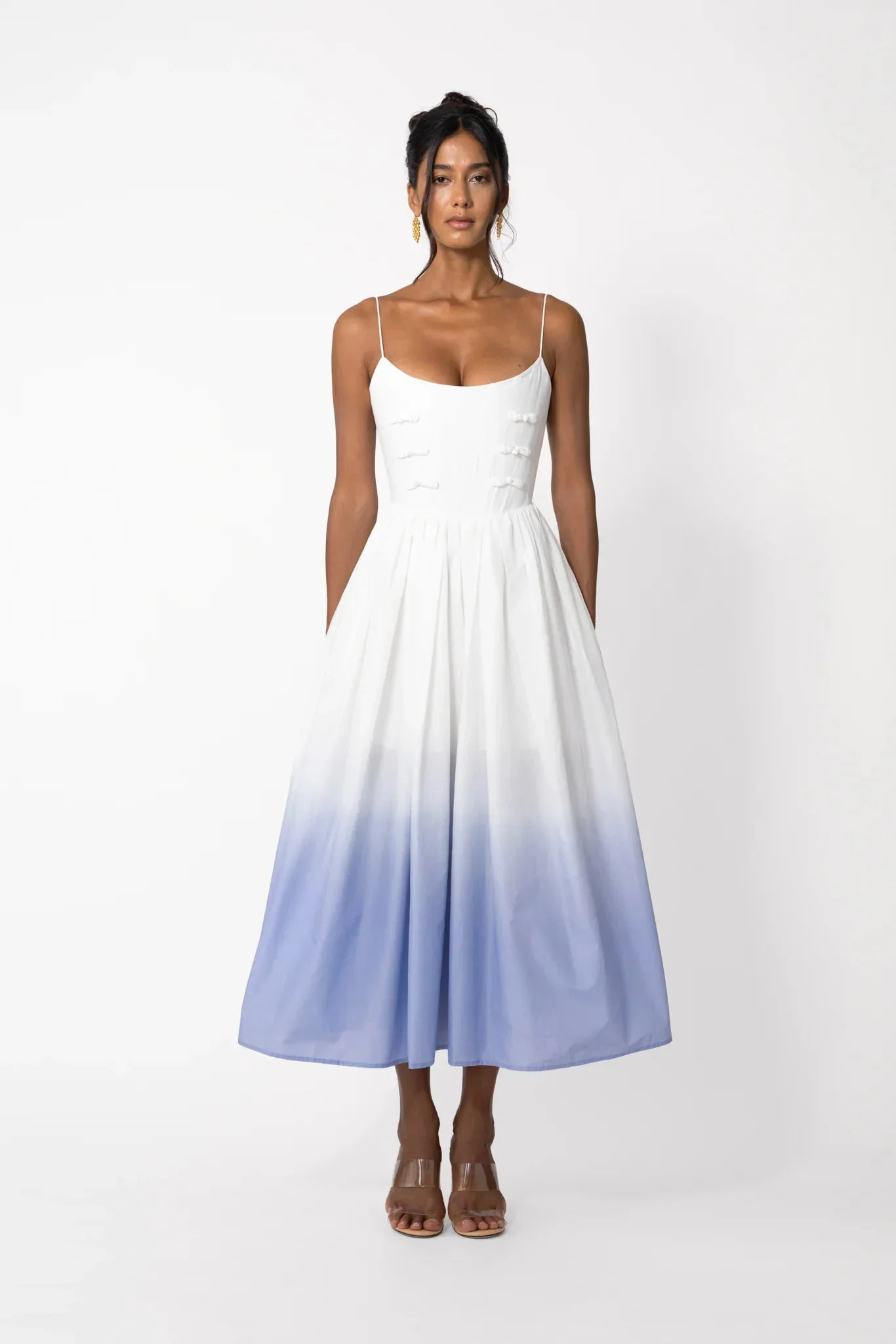SAU LEE HENLEY MIDI DRESS - P25D14-SKYOMBRE