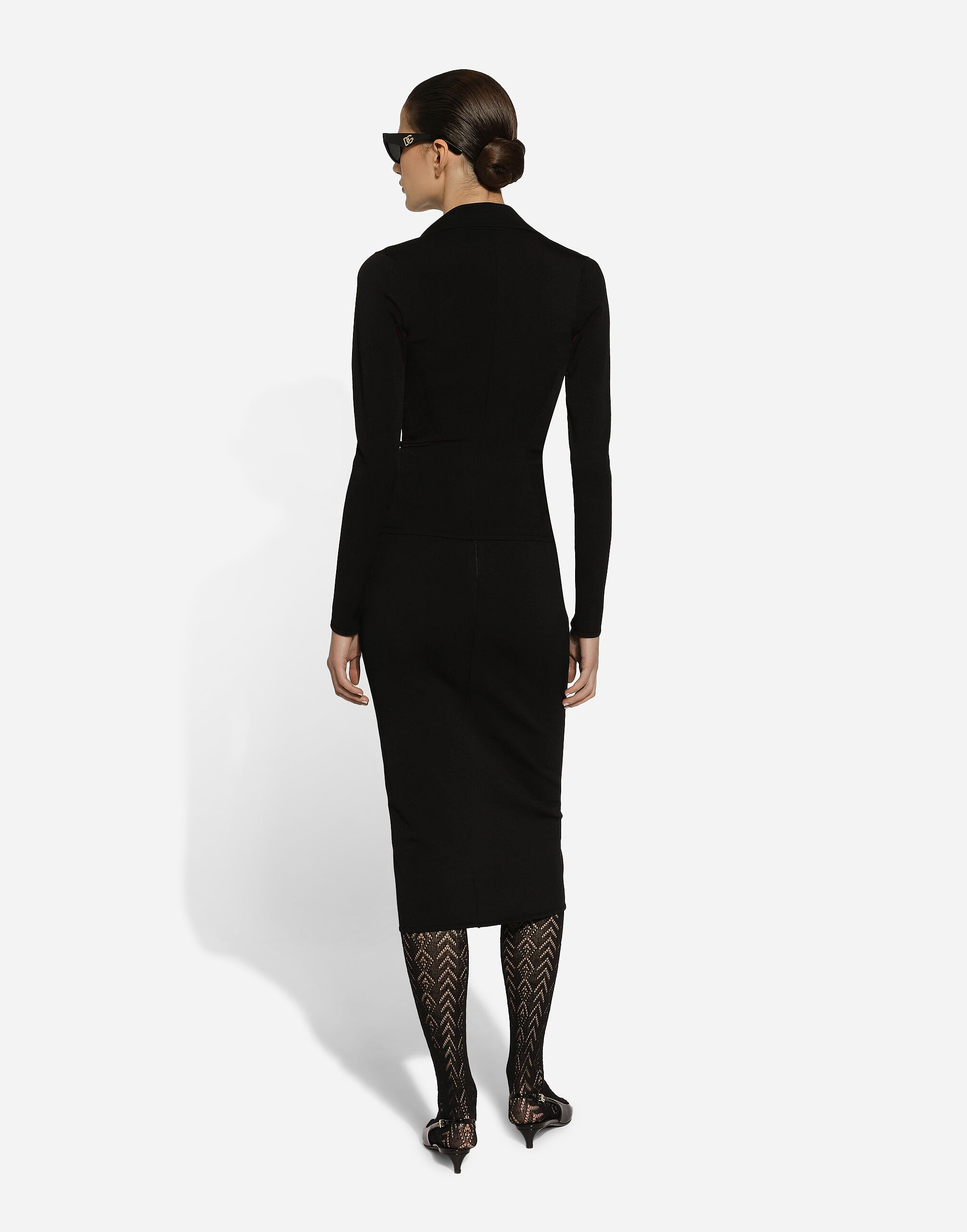 Short stretch viscose knit jacket with DG logo - 3