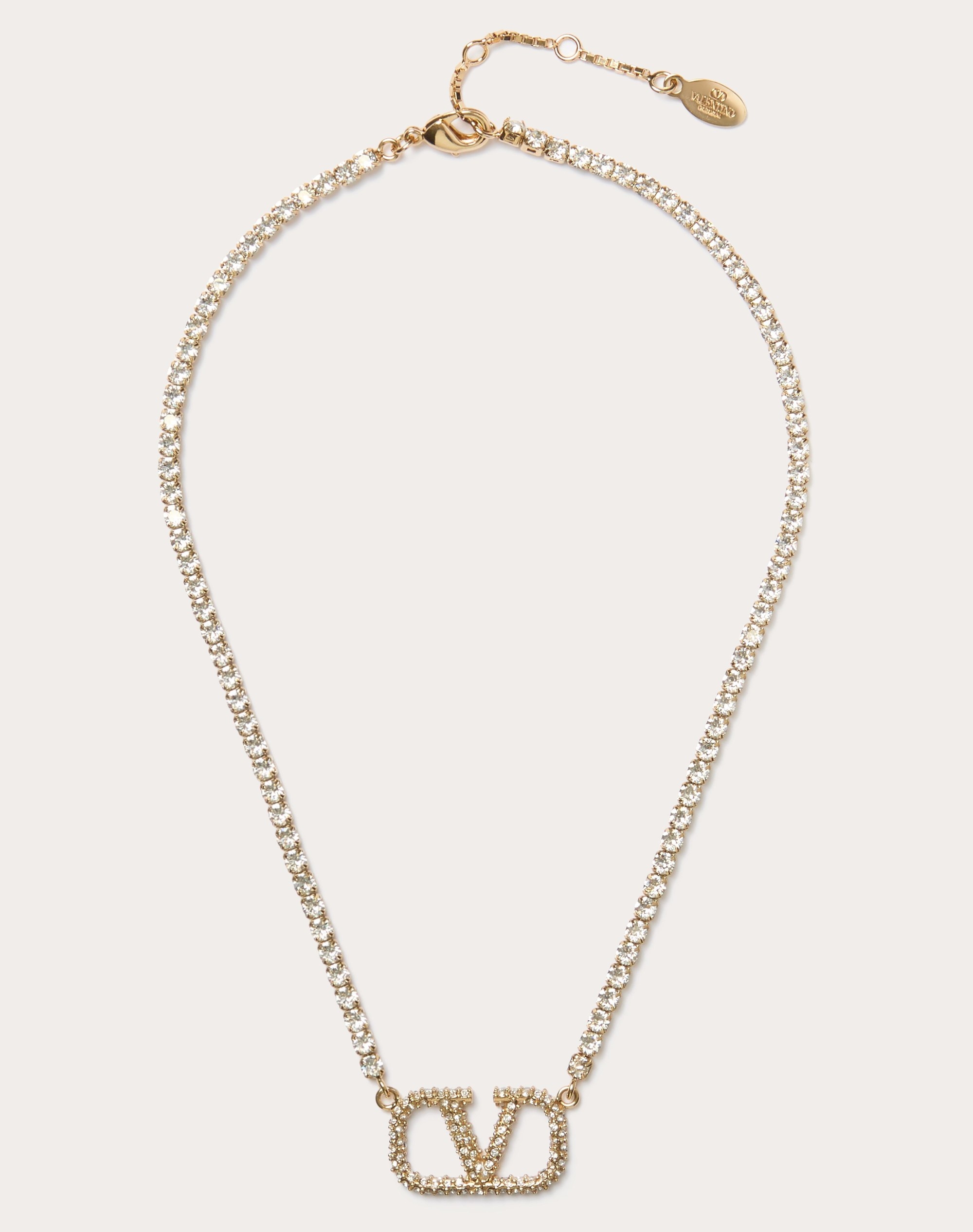 VLOGO SIGNATURE METAL AND SWAROVSKI® CRYSTAL NECKLACE - 1