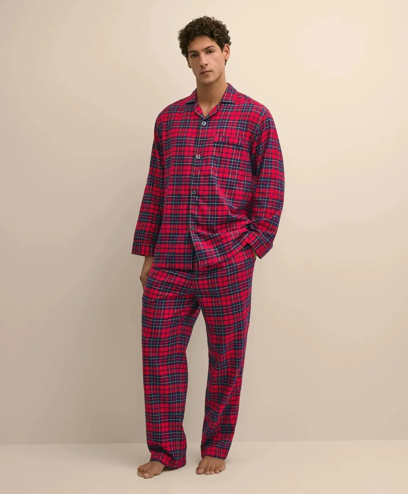Cotton Flannel Plaid Pajama Set - 1