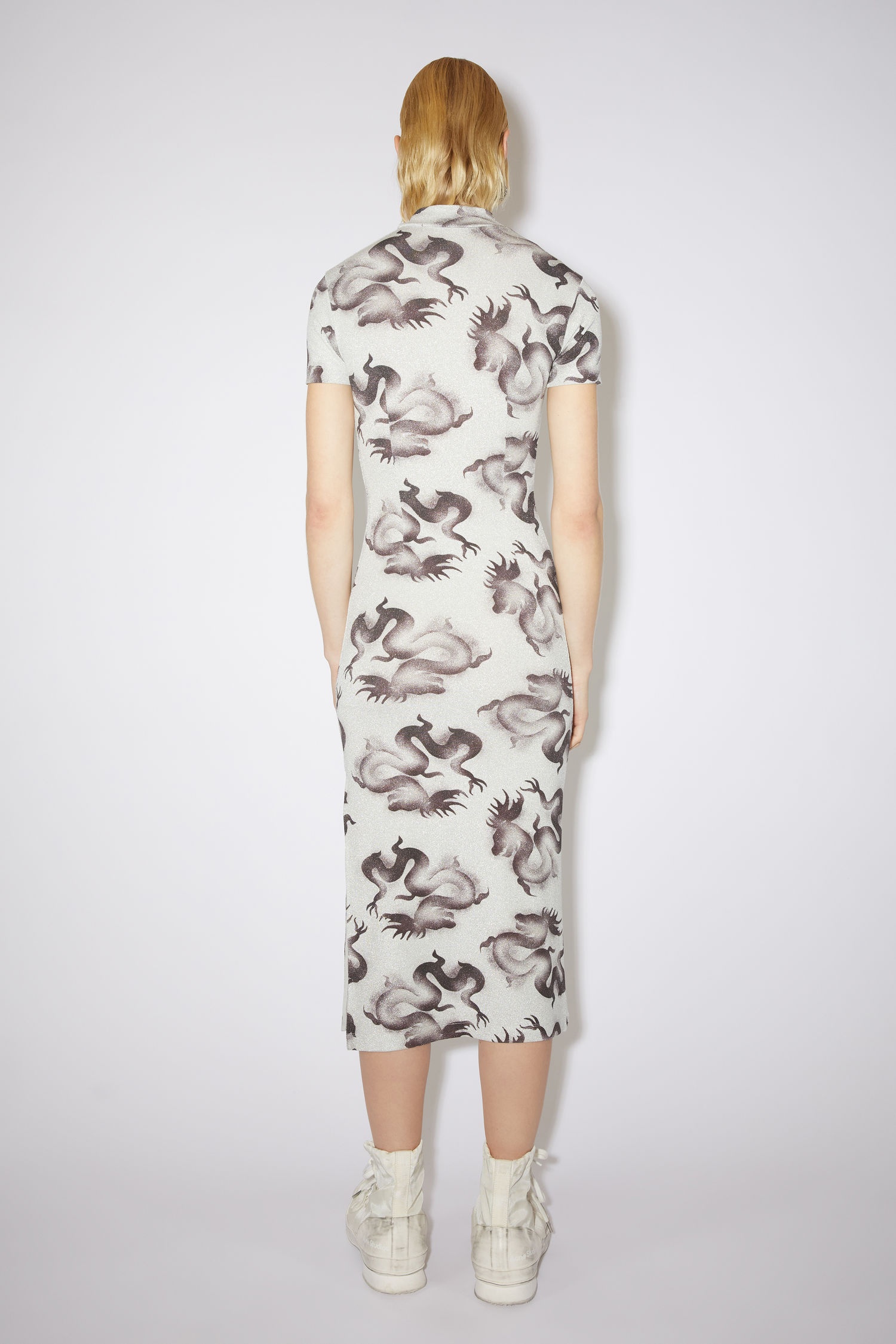 Digital print dress - Grey/dark brown - 3