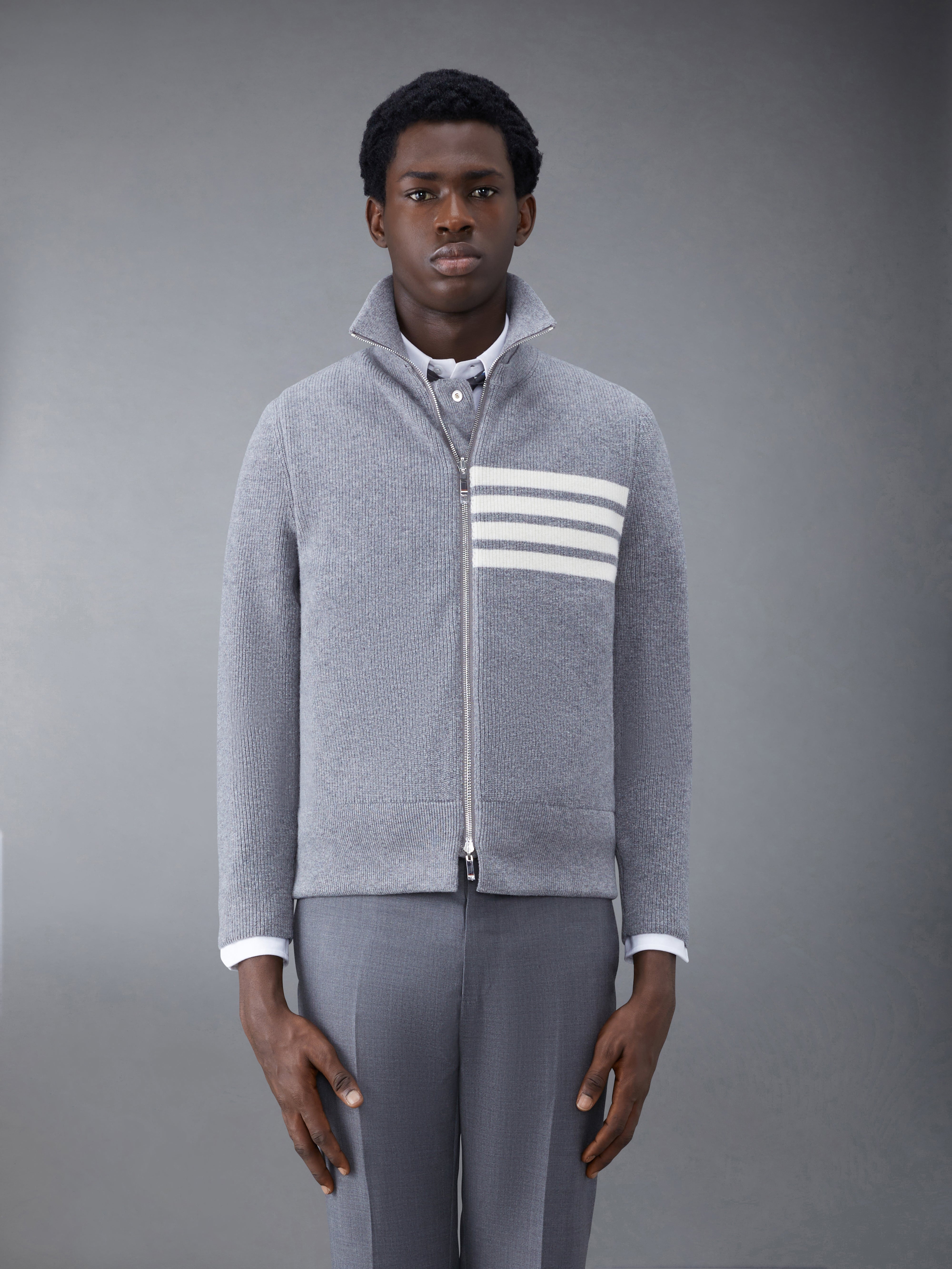 MERINO AND JERSEY PADDED REVERSIBLE 4-BAR FUNNEL NECK JACKET - 2