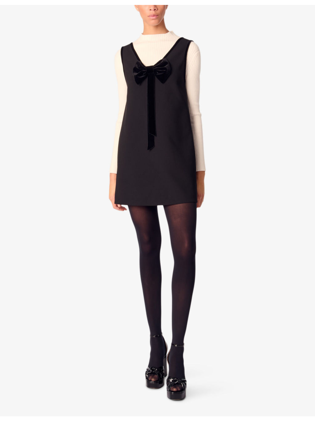 Bow-embellished relaxed-fit sleeveless woven mini dress - 2