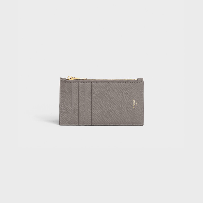 Zipped compact card holder in Grained calfskin 1