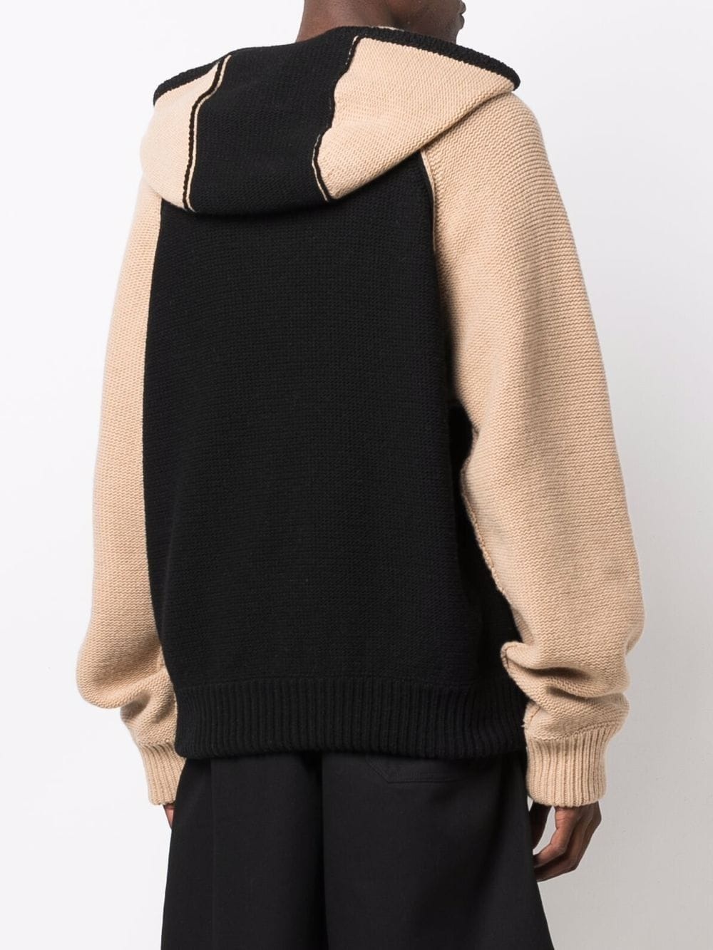 contrast-sleeve knitted hoodie - 4