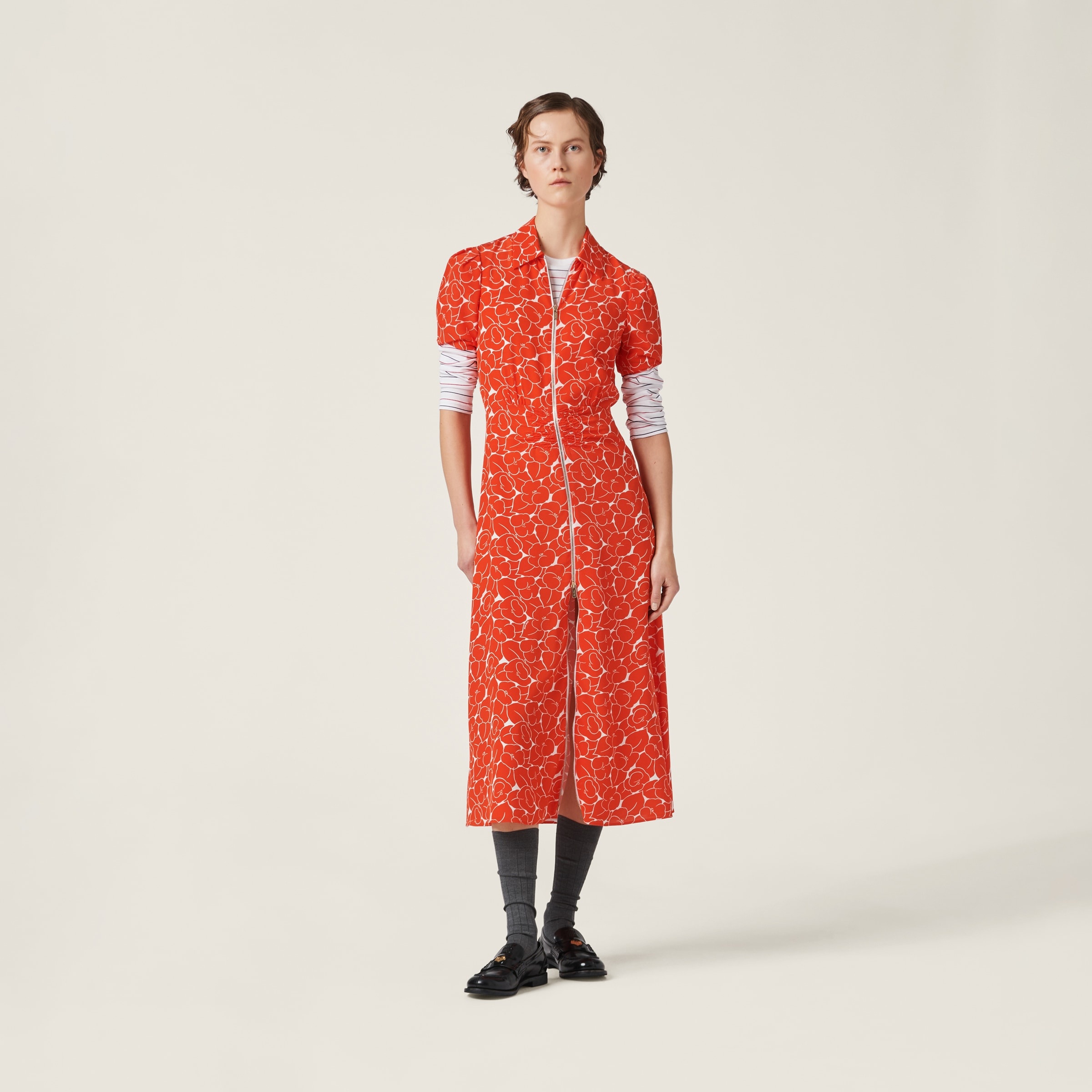 Floral crepe de chine midi-dress - 2
