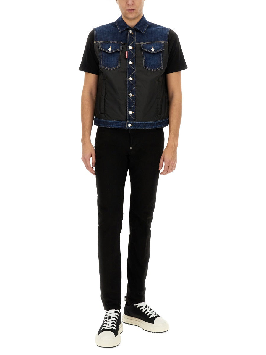 Denim Puffer Vest - 2
