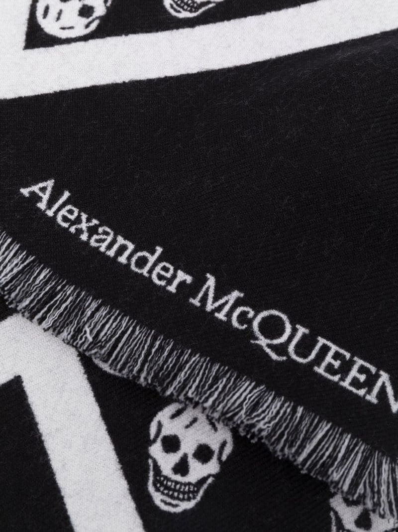 skull-print wool scarf - 3