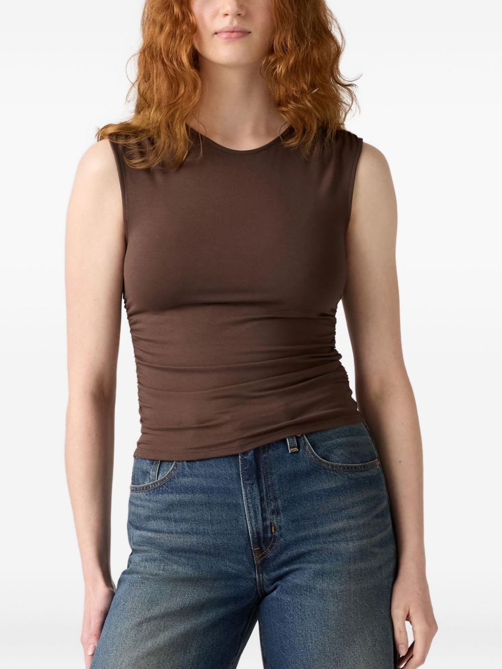 crew-neck gathered tank top - 2