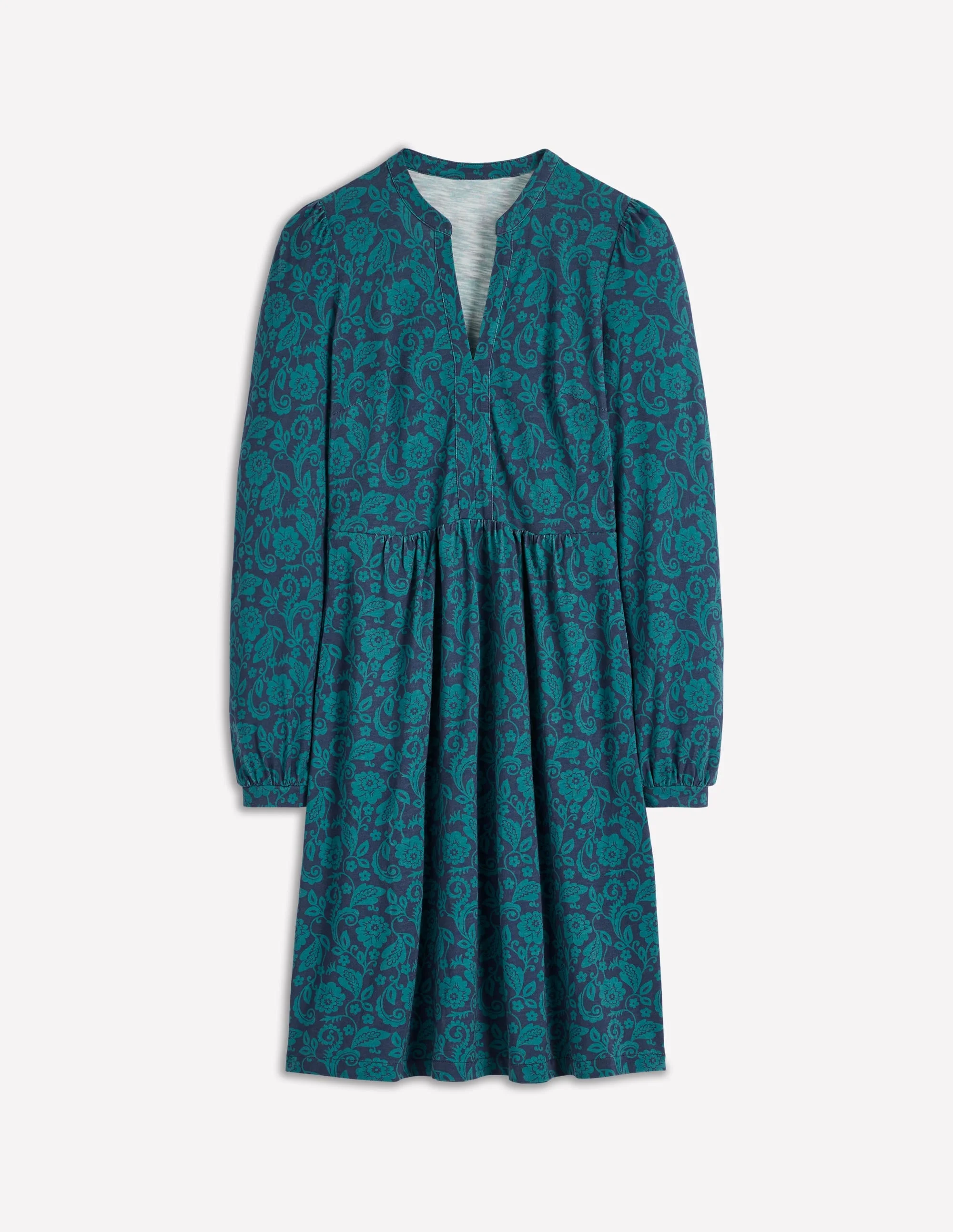 Naomi Relaxed Jersey Dress-Midnight Ocean, Ornate Flora - 1