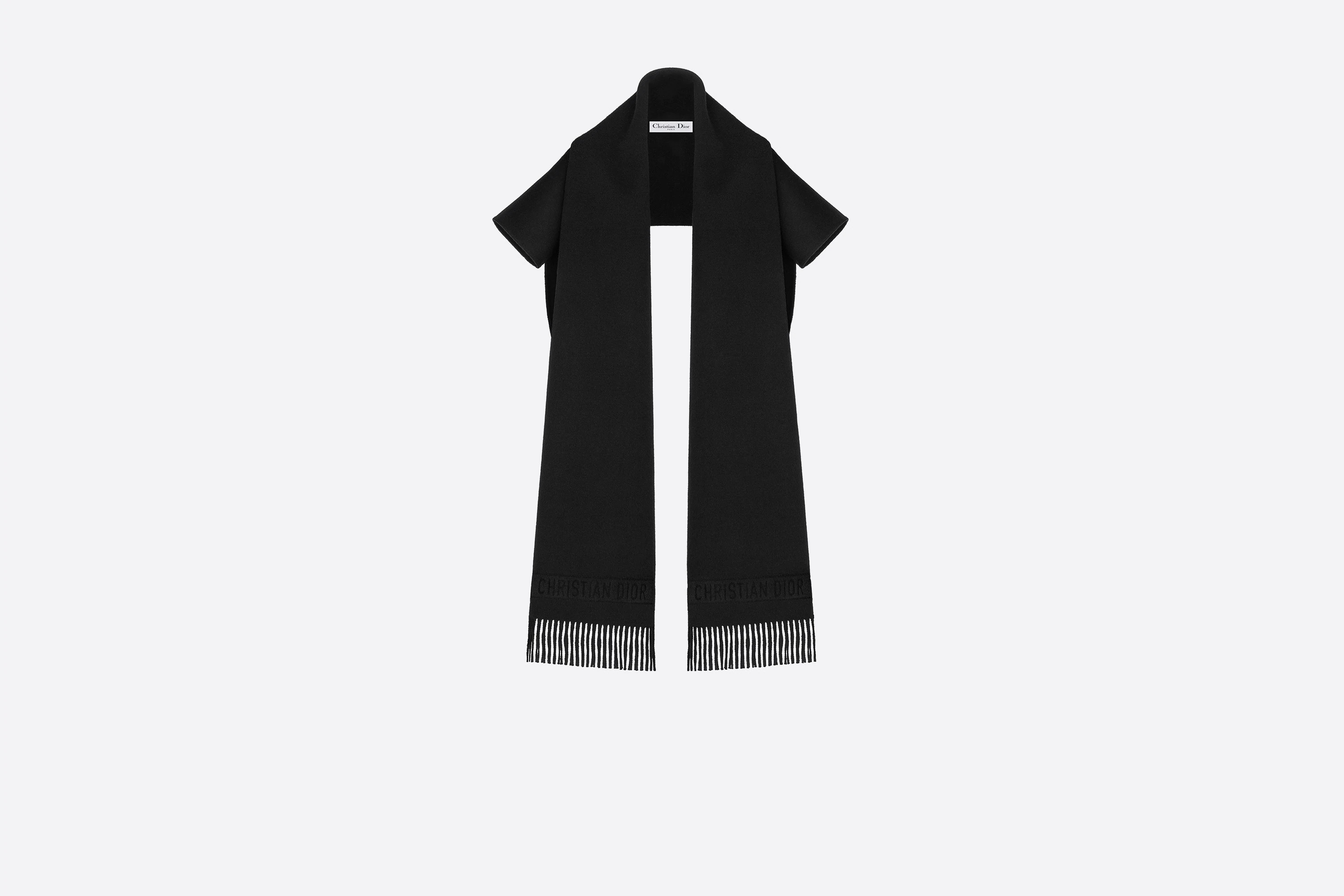 Black Scarf Jacket with Fringe Detailing - 1