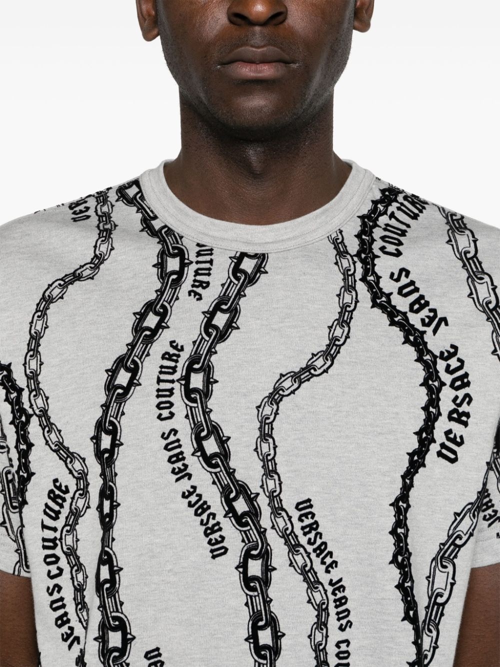 flocked-print cotton T-shirt - 5