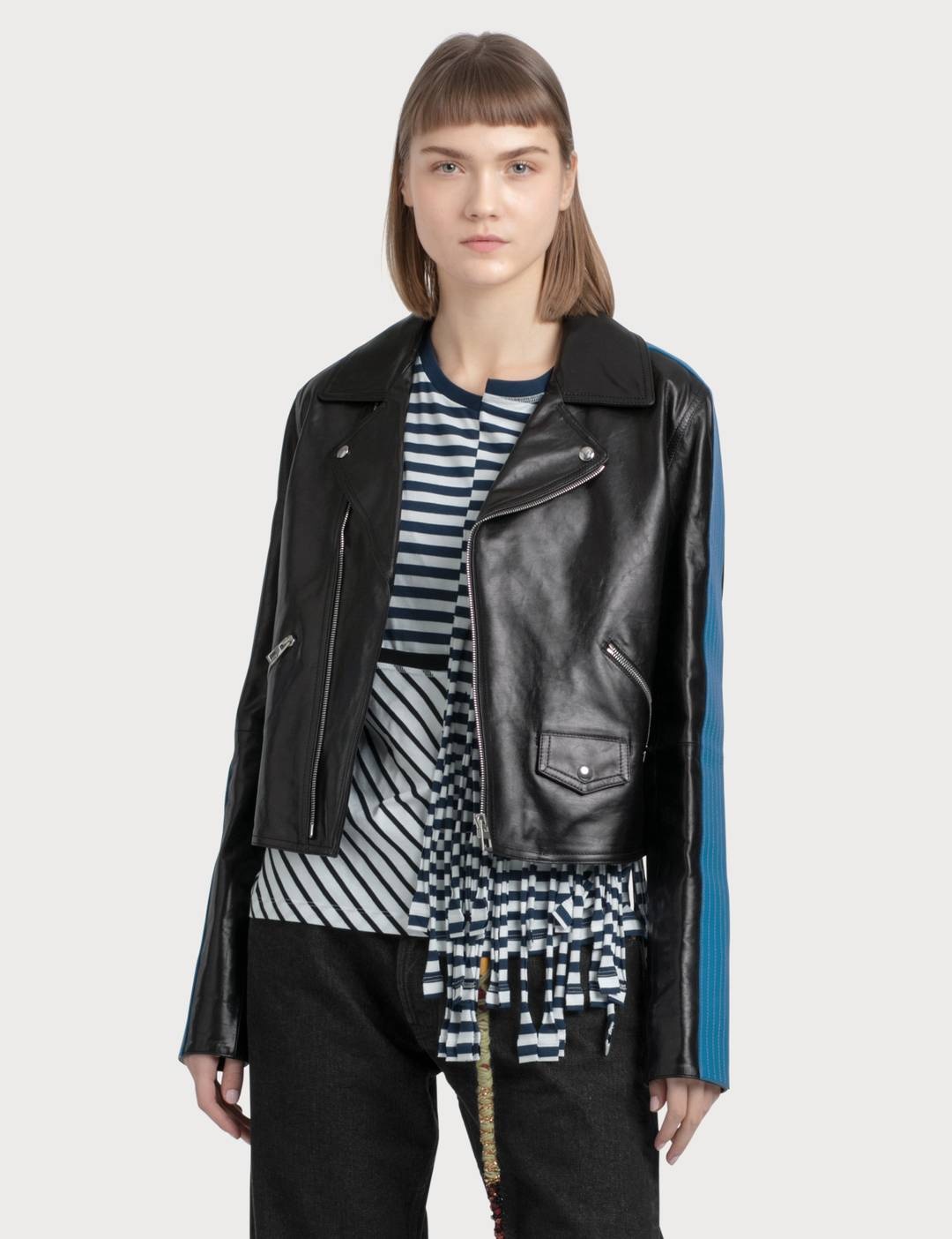 Blue Bands Leather Biker Jacket - 1